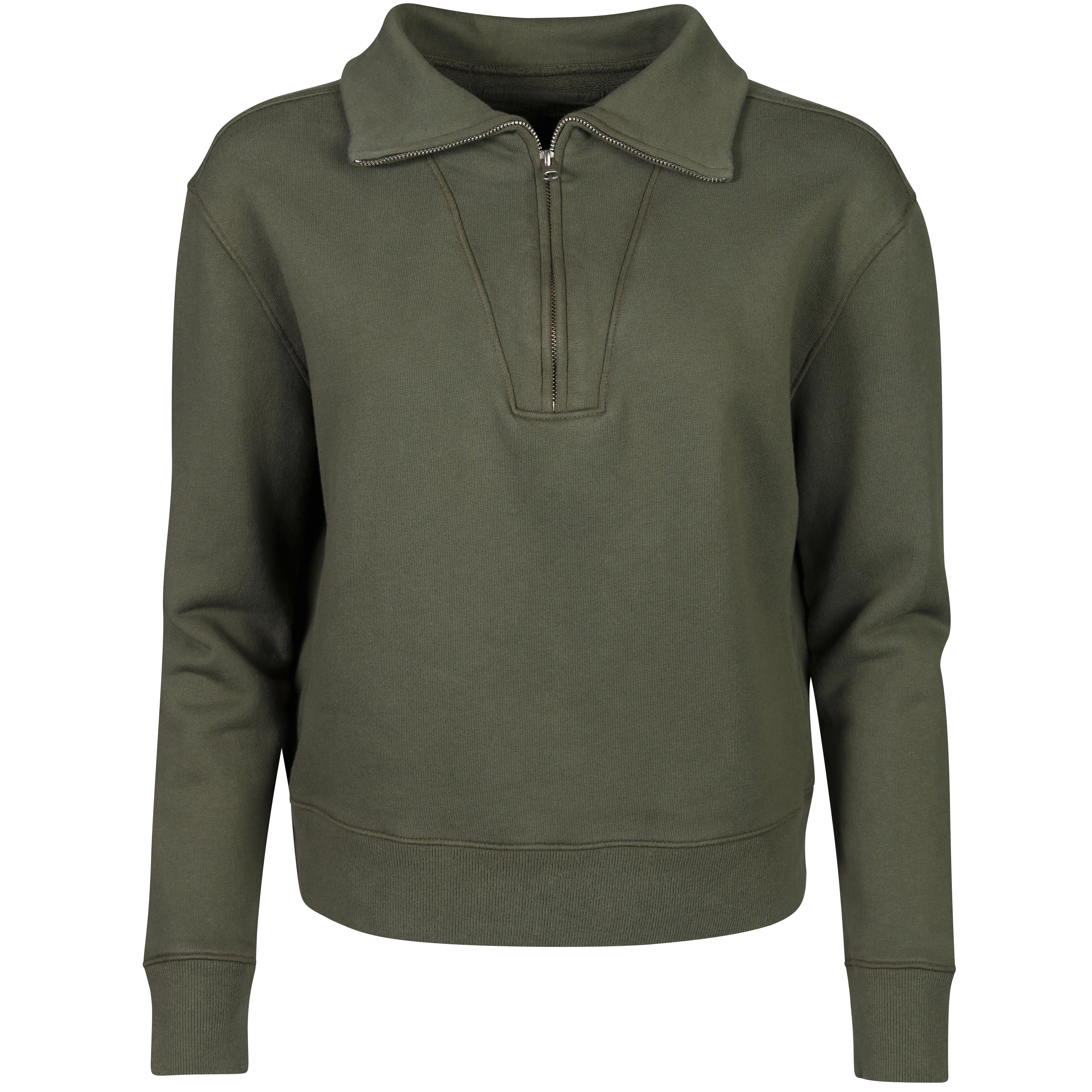 Nili Lotan Bentley Quarter Zip Sweater in Uniform Green L