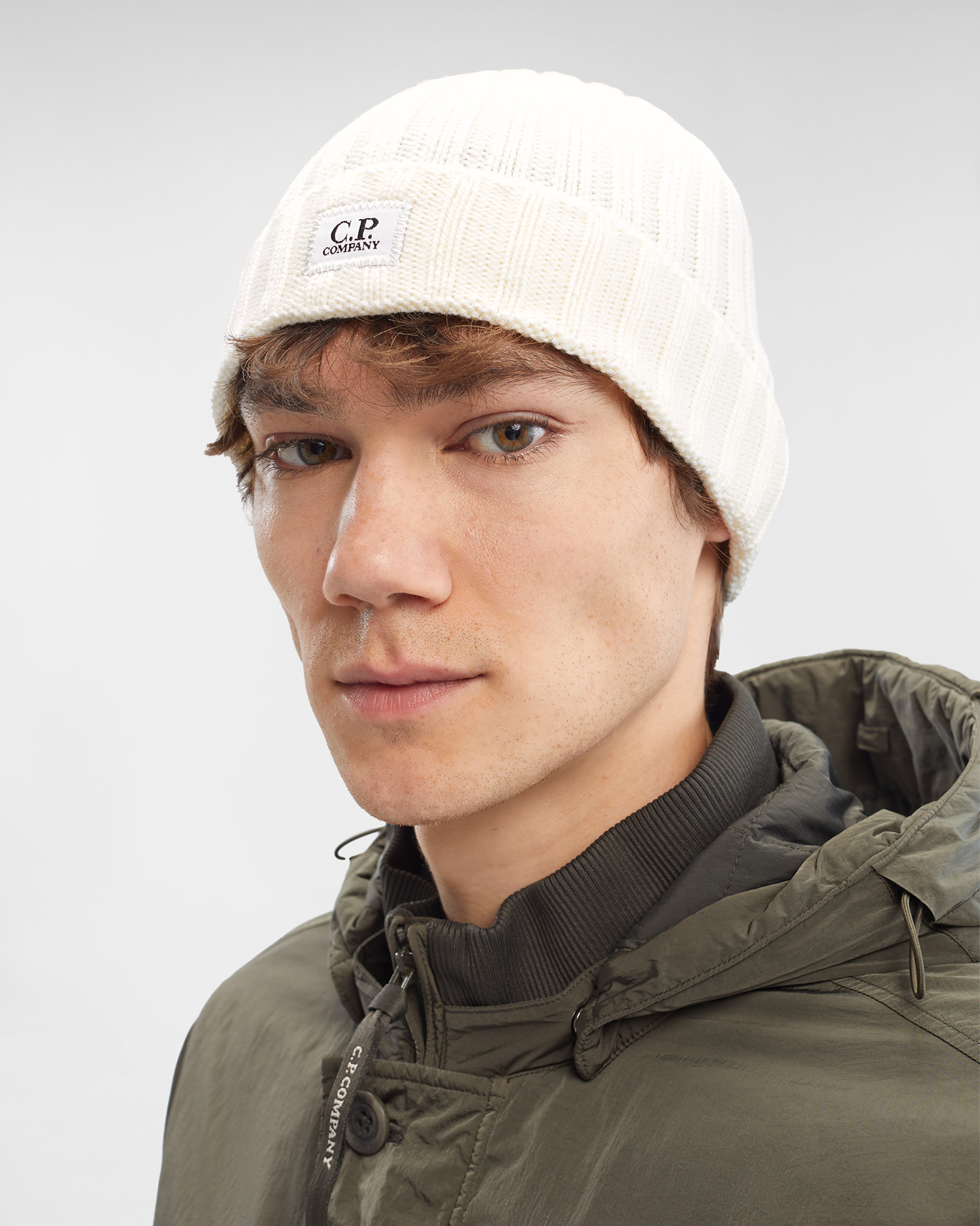 C.P. COMPANY Knit Cap in Gauze White