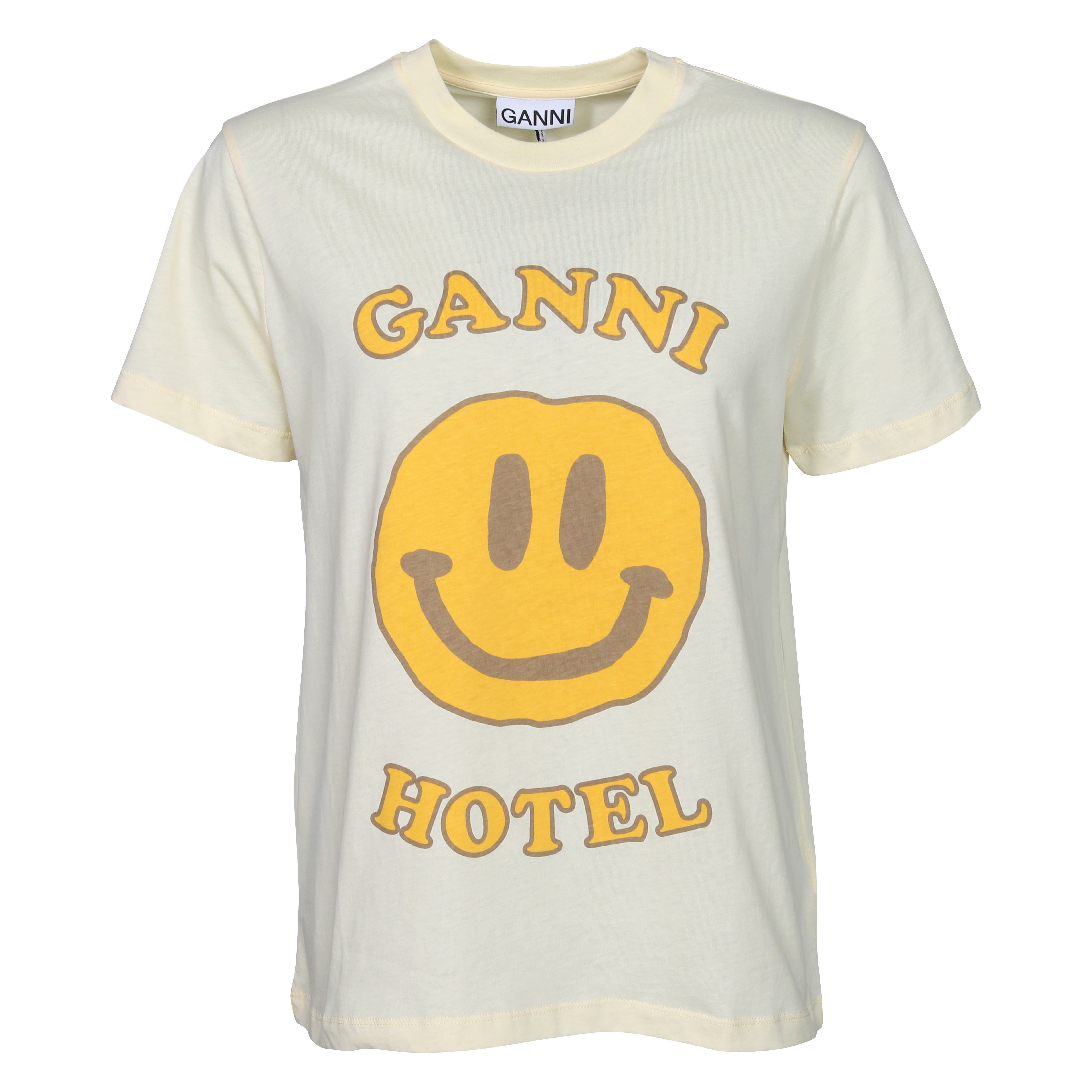 Ganni Light Cotton Jersey Hotel T-Shirt in Flan