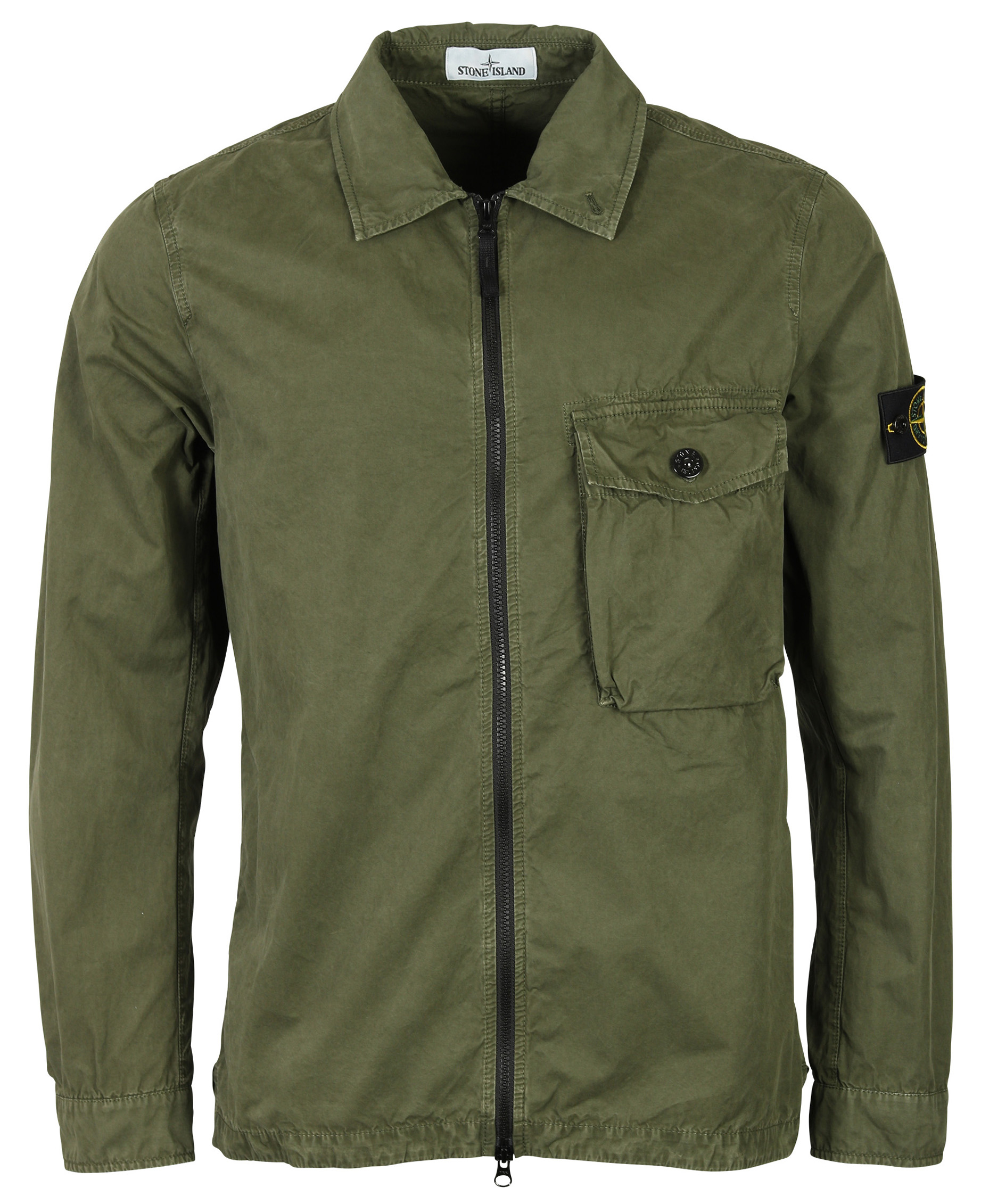 Stone Island Cotton Overshirt Washed Olive