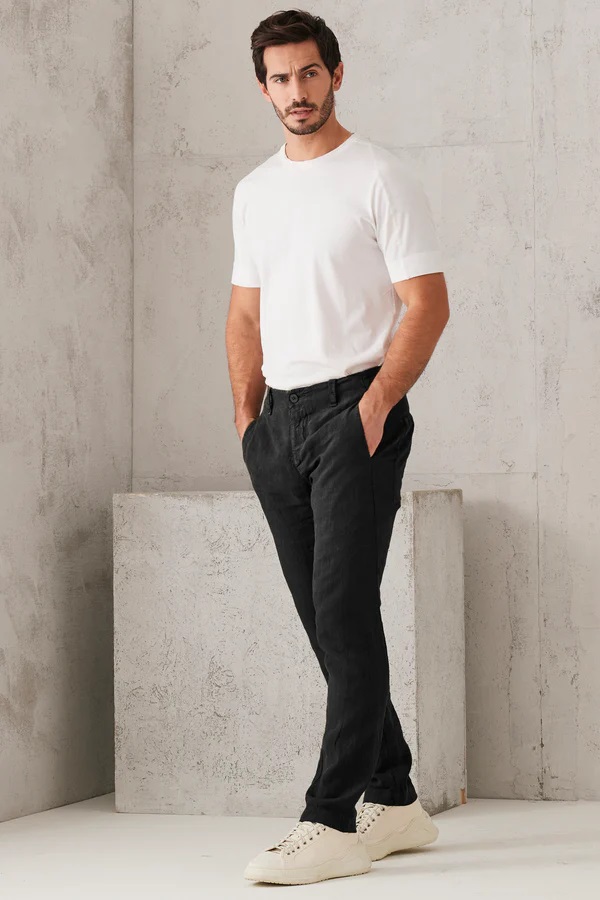 TRANSIT UOMO Linen Pant in Black