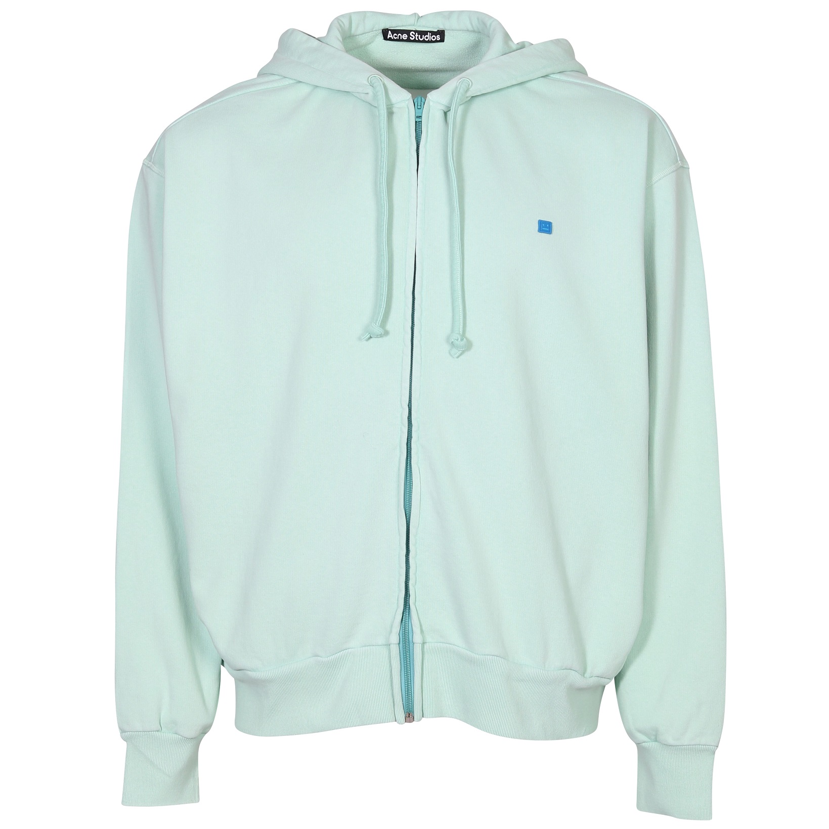 ACNE STUDIOS Face Zip Hoodie in Sea Foam Green