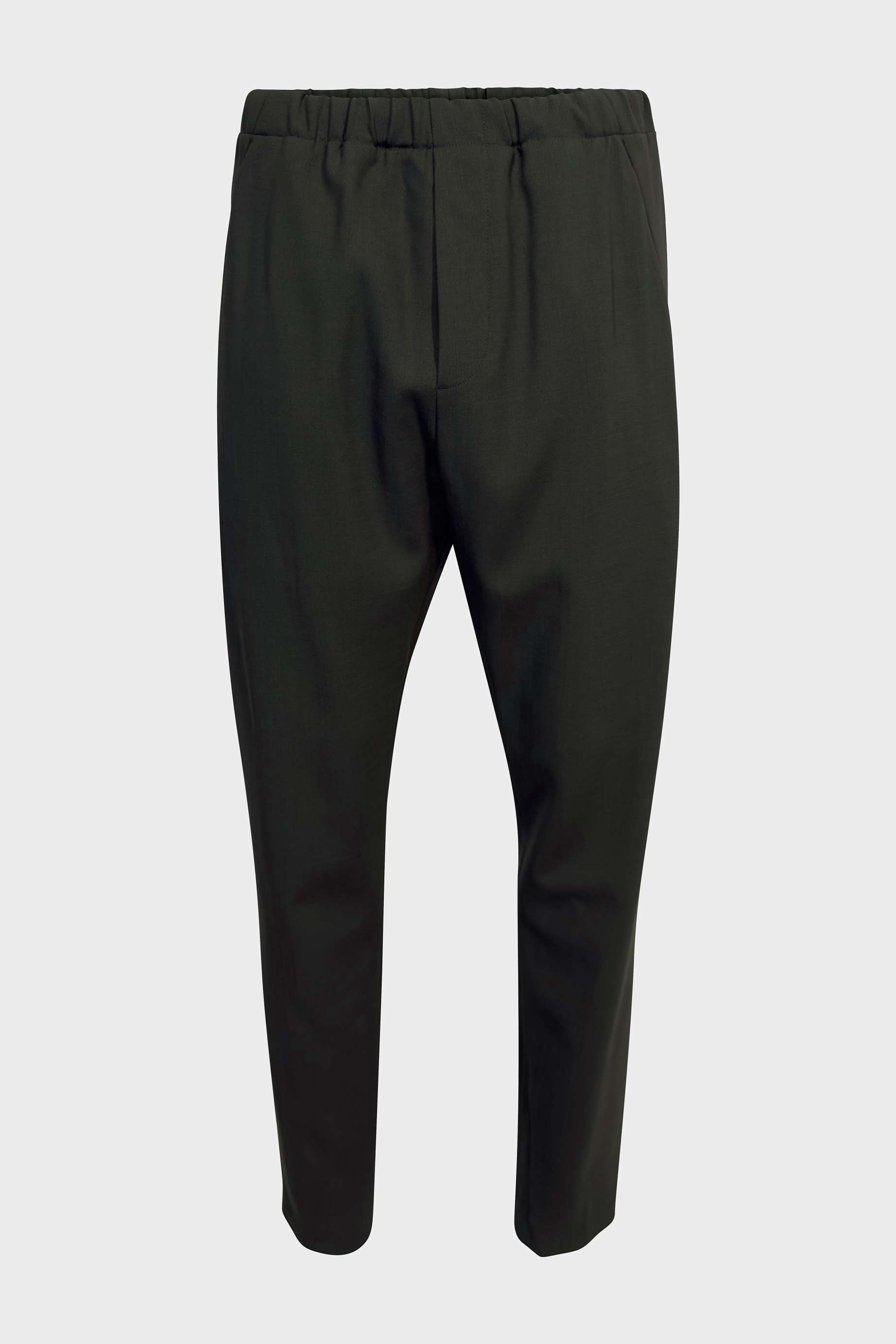 NINE:INTHE:MORNING Carrot Relaxed Fit Wool Pant in Olive