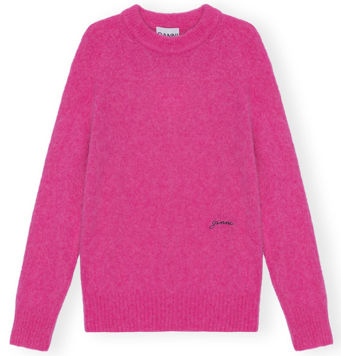 GANNI Brushed Alpaca Pullover in Pink L