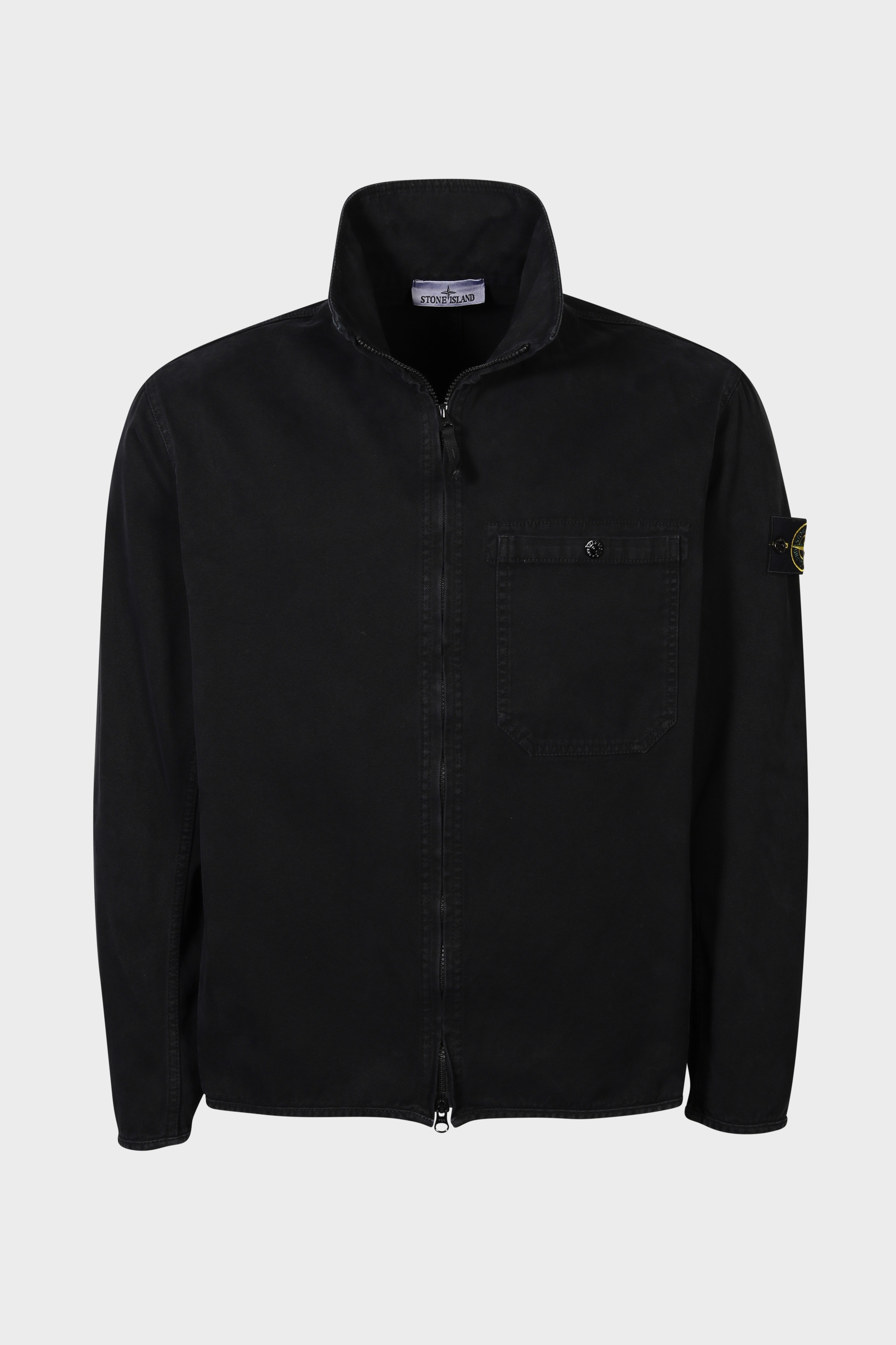 STONE ISLAND Cotton Canvas Overshirt in Washed Black
