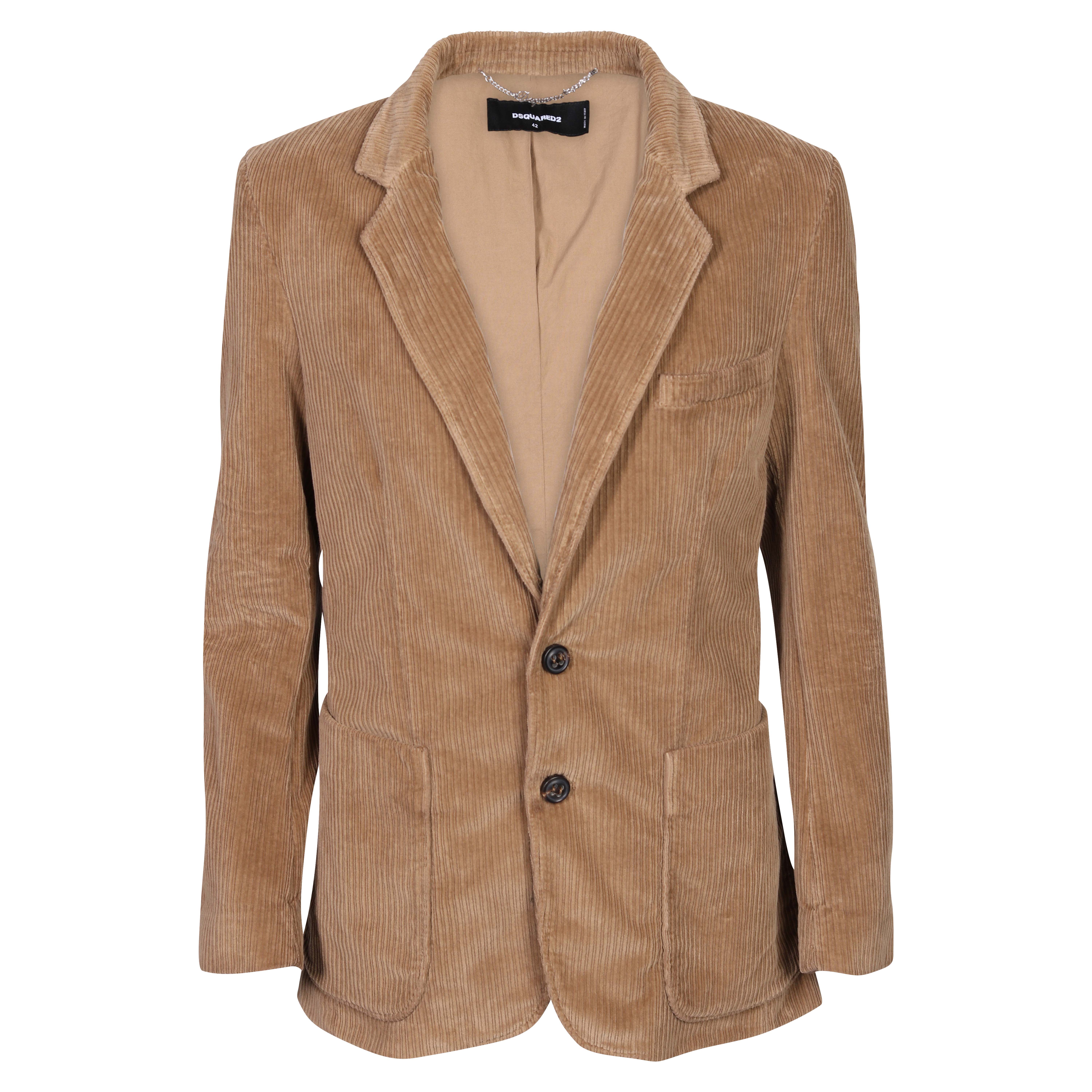DSQUARED2 East 2 Button Corduroy Oversize Blazer in Camel