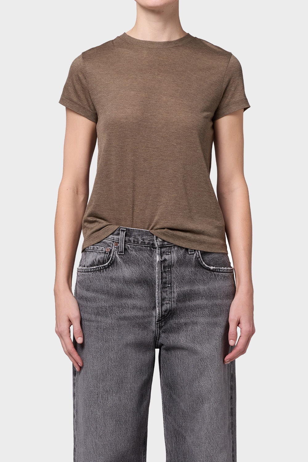 AGOLDE Adine Tencel Tee in Brown Melange