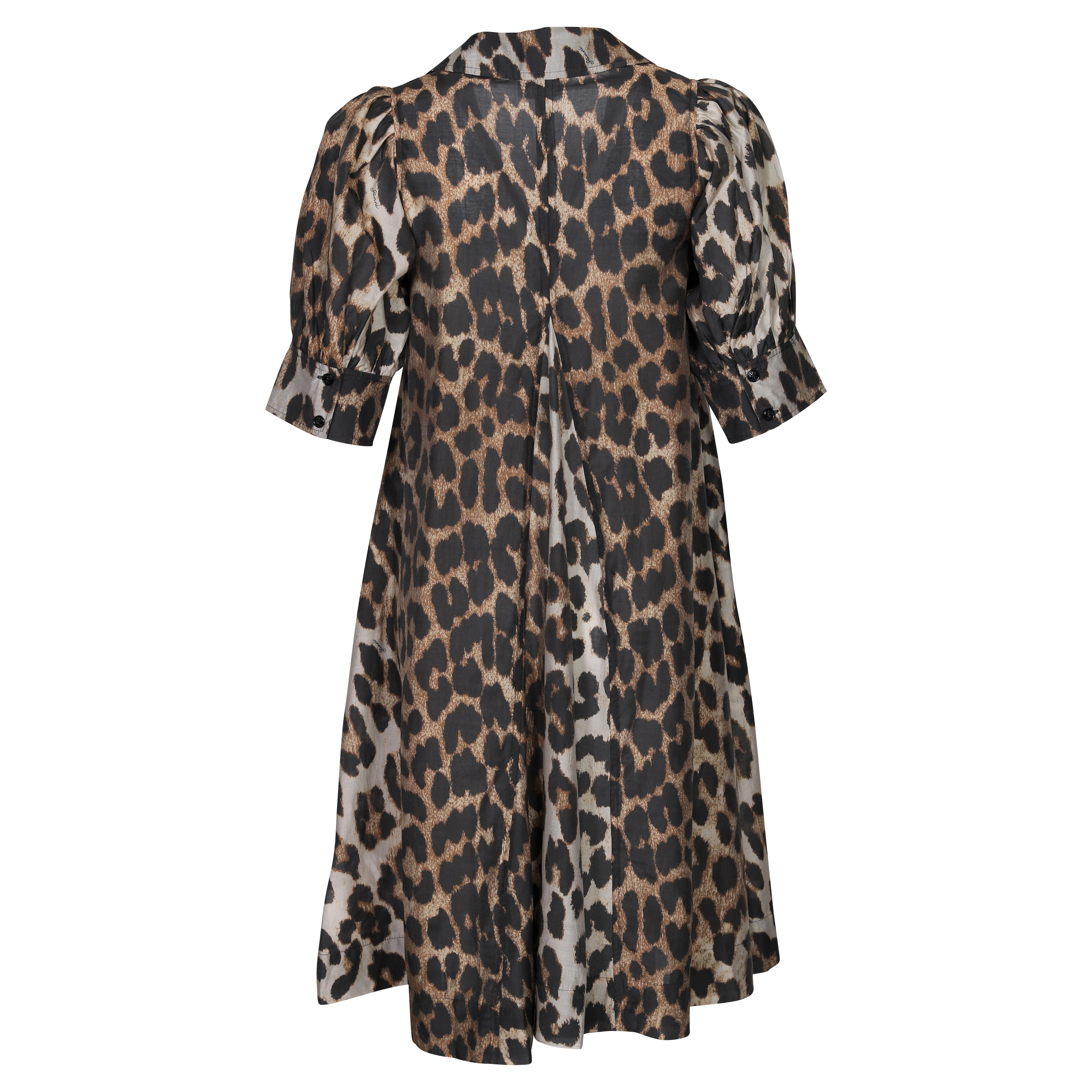 Ganni Sheer Voile Midi Dress in Leopard 40