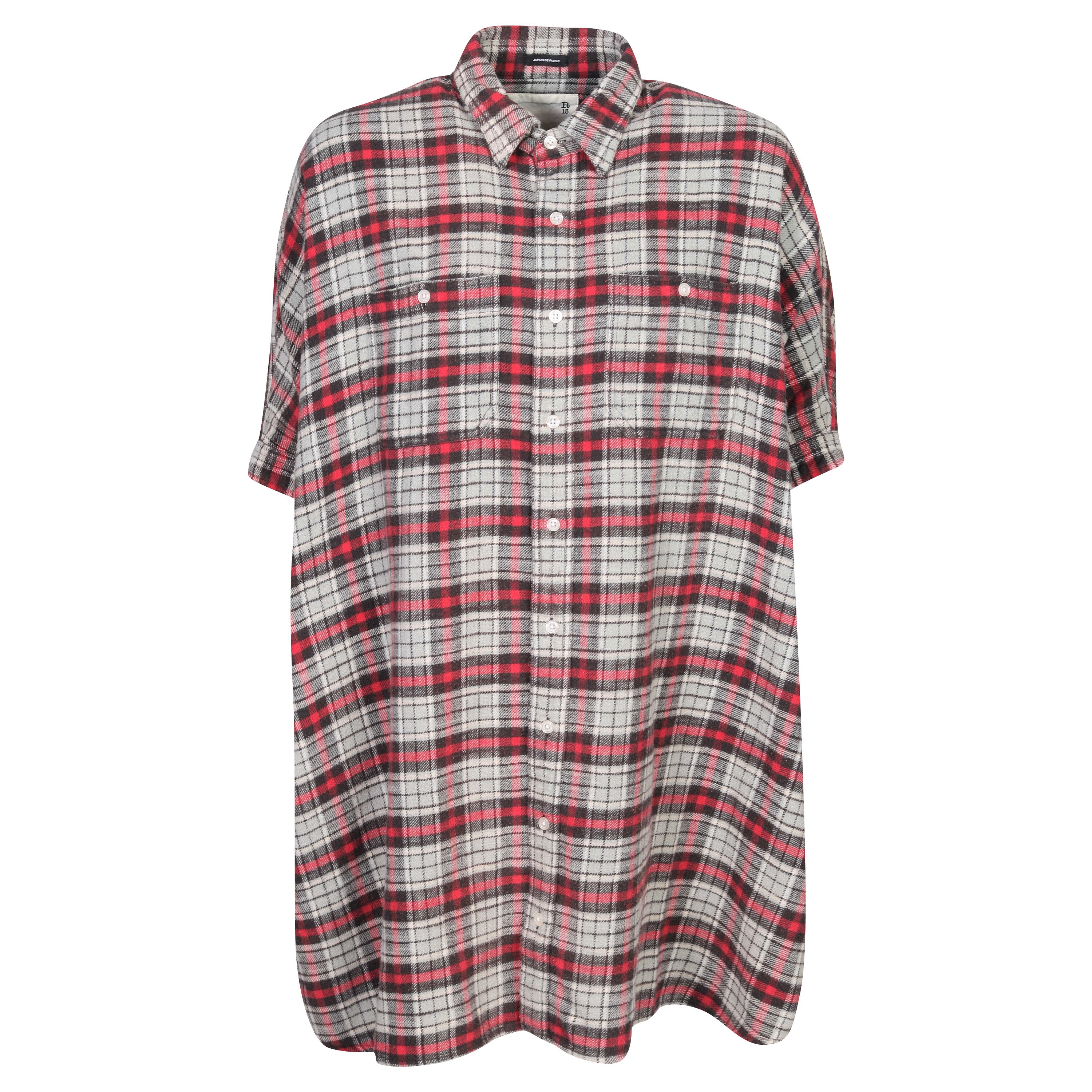 R13 Check Oversized Dress Grey/Red/Brown