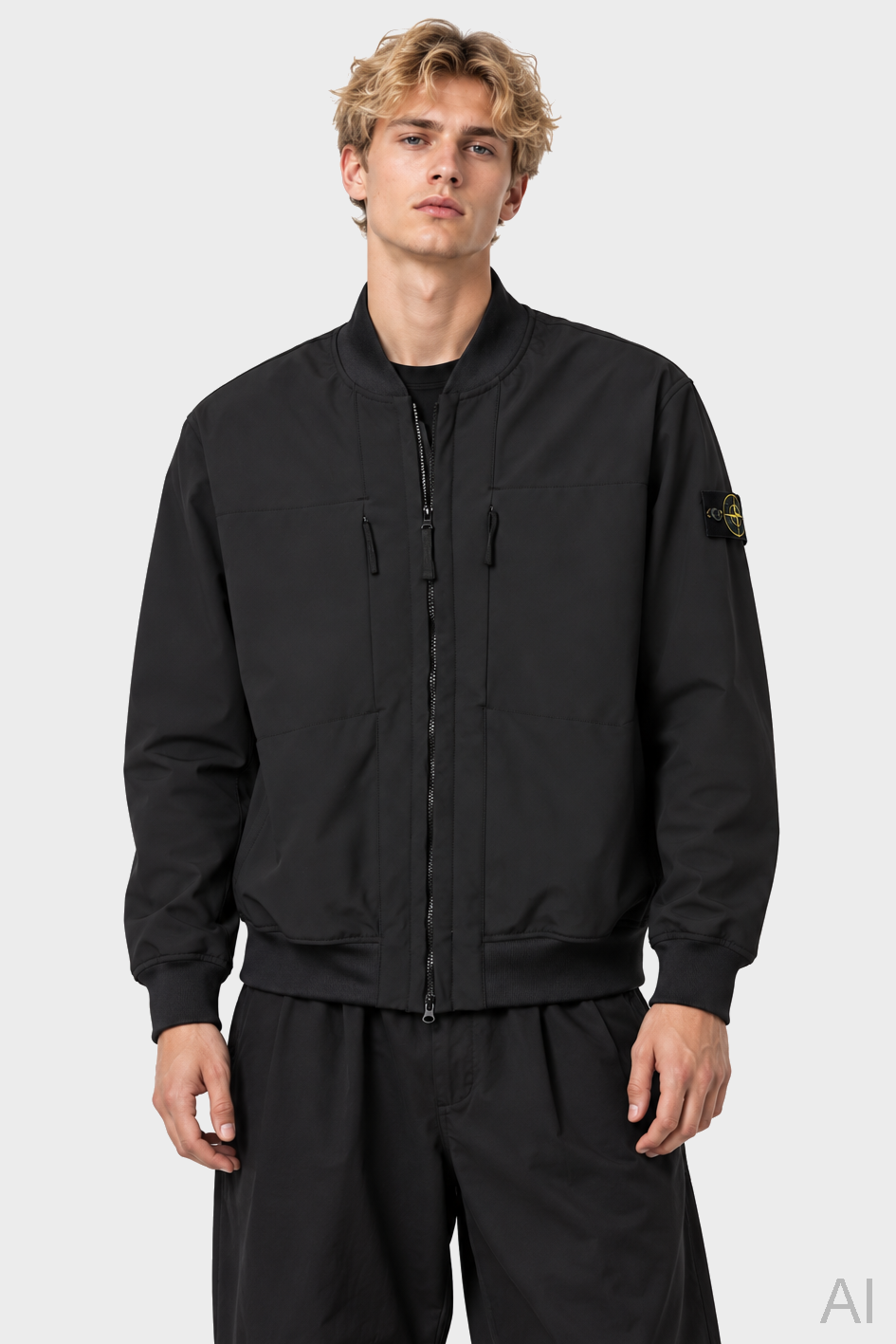 STONE ISLAND Soft Shell-R e.dye® Technology Bomber Jacket in Black