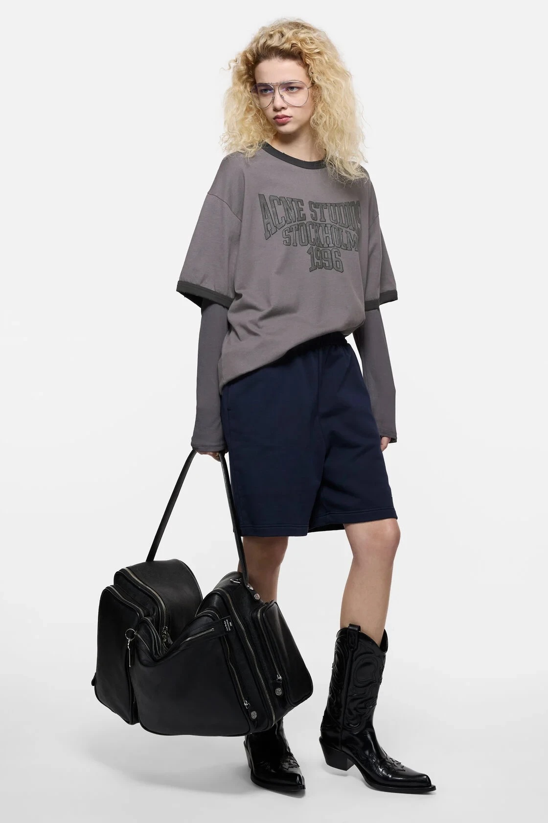 ACNE STUDIOS Printed Longsleeve in Purple Grey