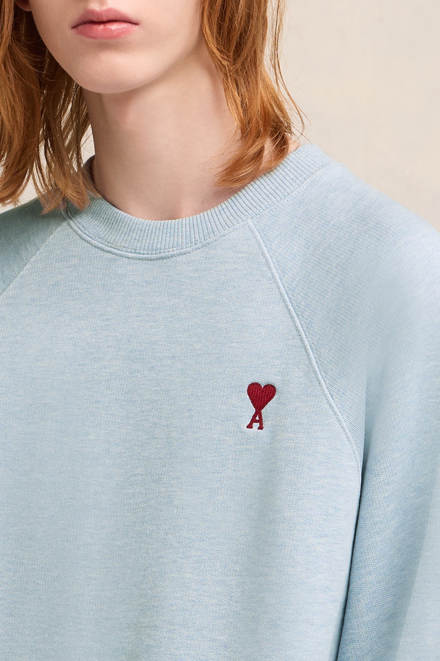 AMI PARIS de Coeur Sweatshirt in Heather Blue 3XL