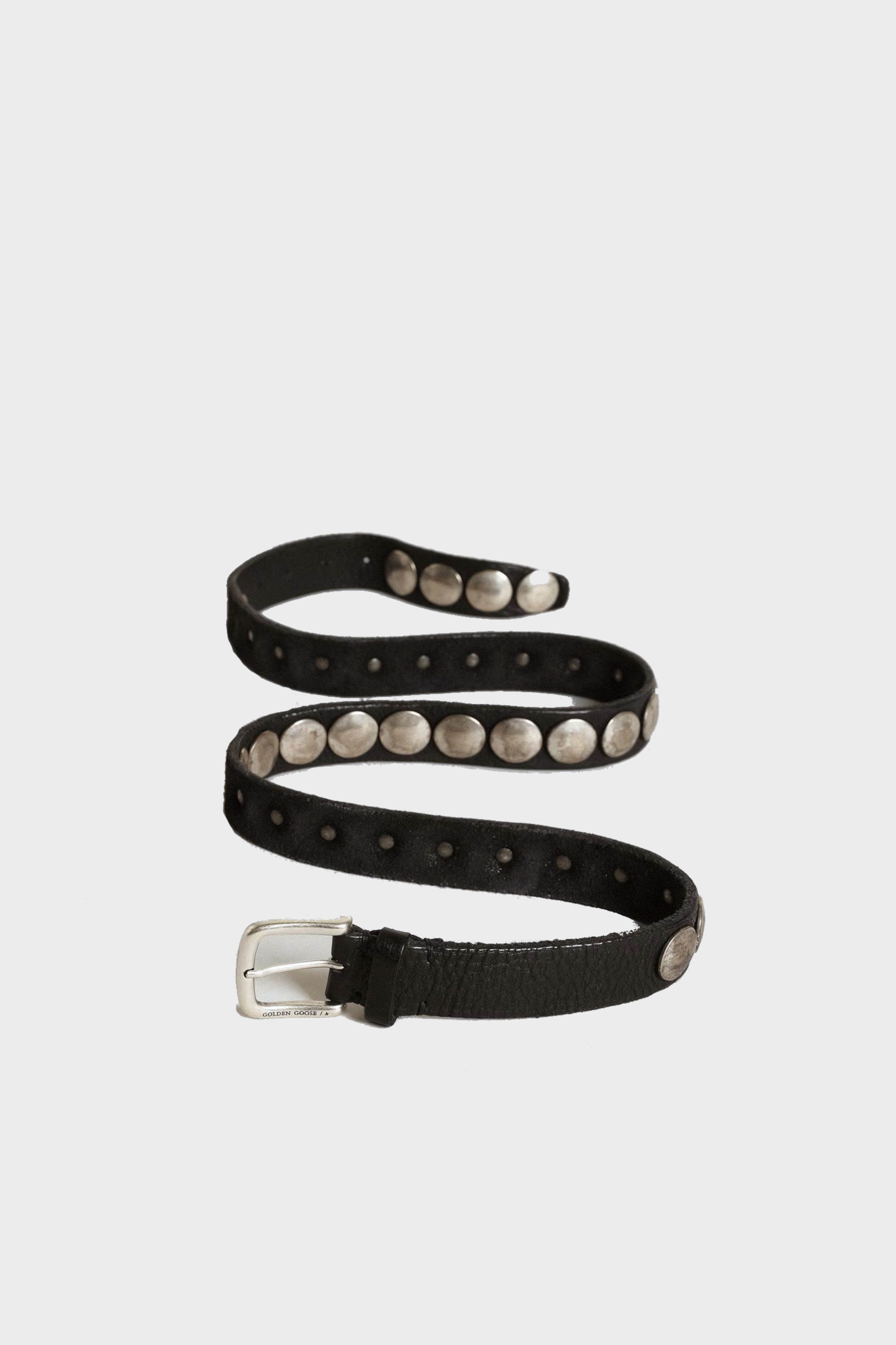 GOLDEN GOOSE Belt Trinidad Washed Leather Studs 