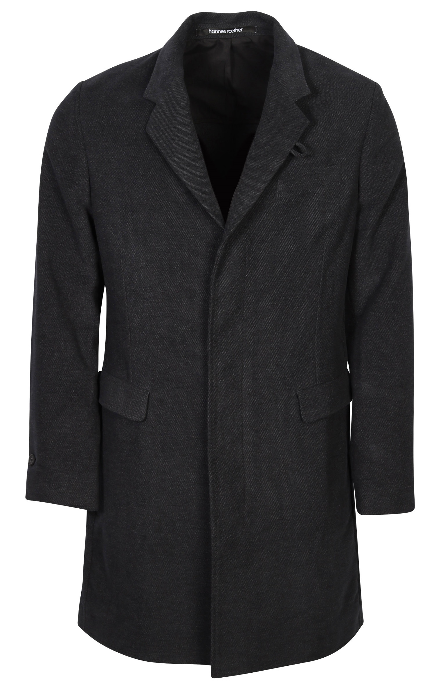 Hannes Roether Wool Coat Black Melange