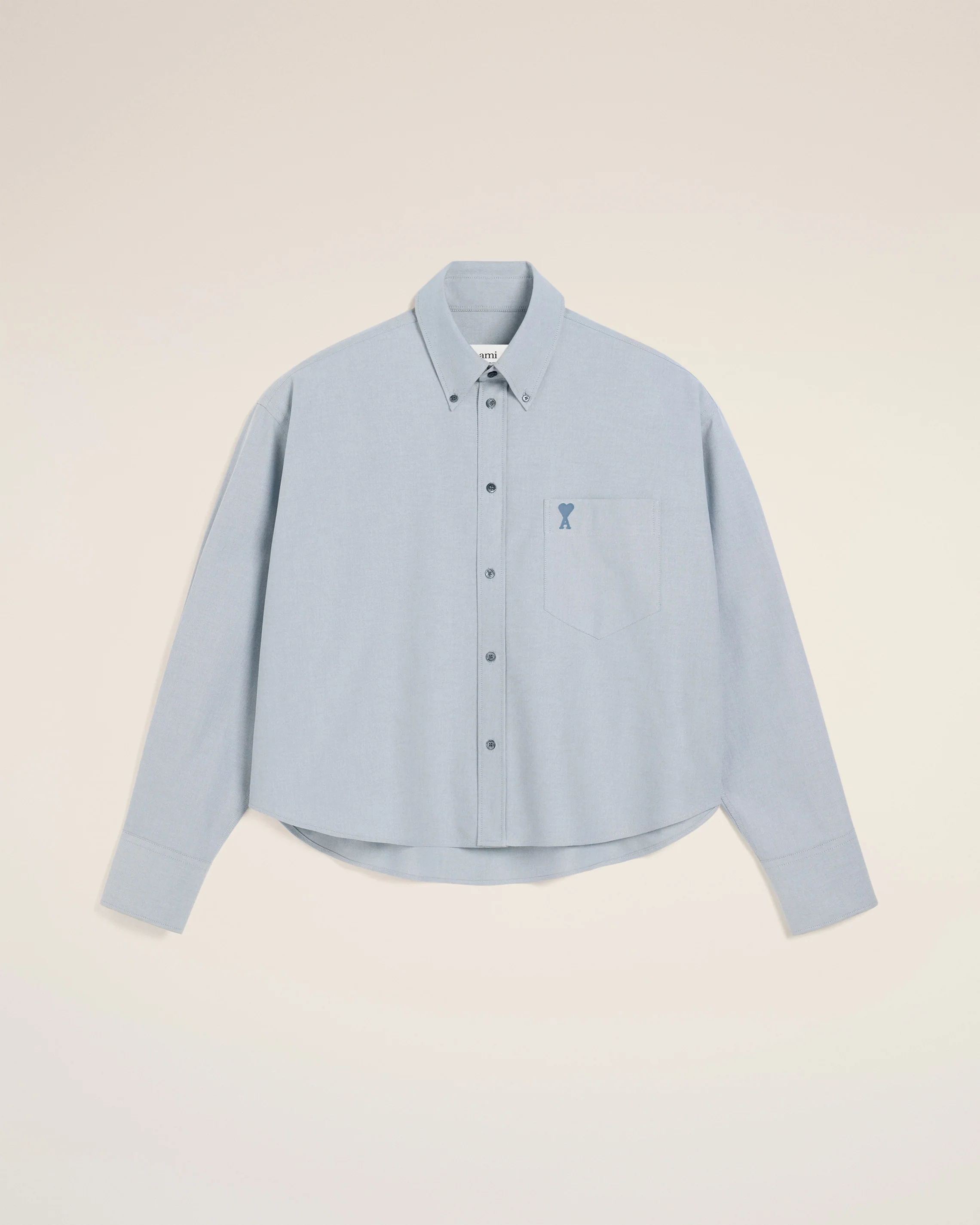 AMI PARIS Chemise Cropped Oversize Shirt in Blue Note AMI PARIS Chemise Cropped Oversize Shirt in Blue Note
