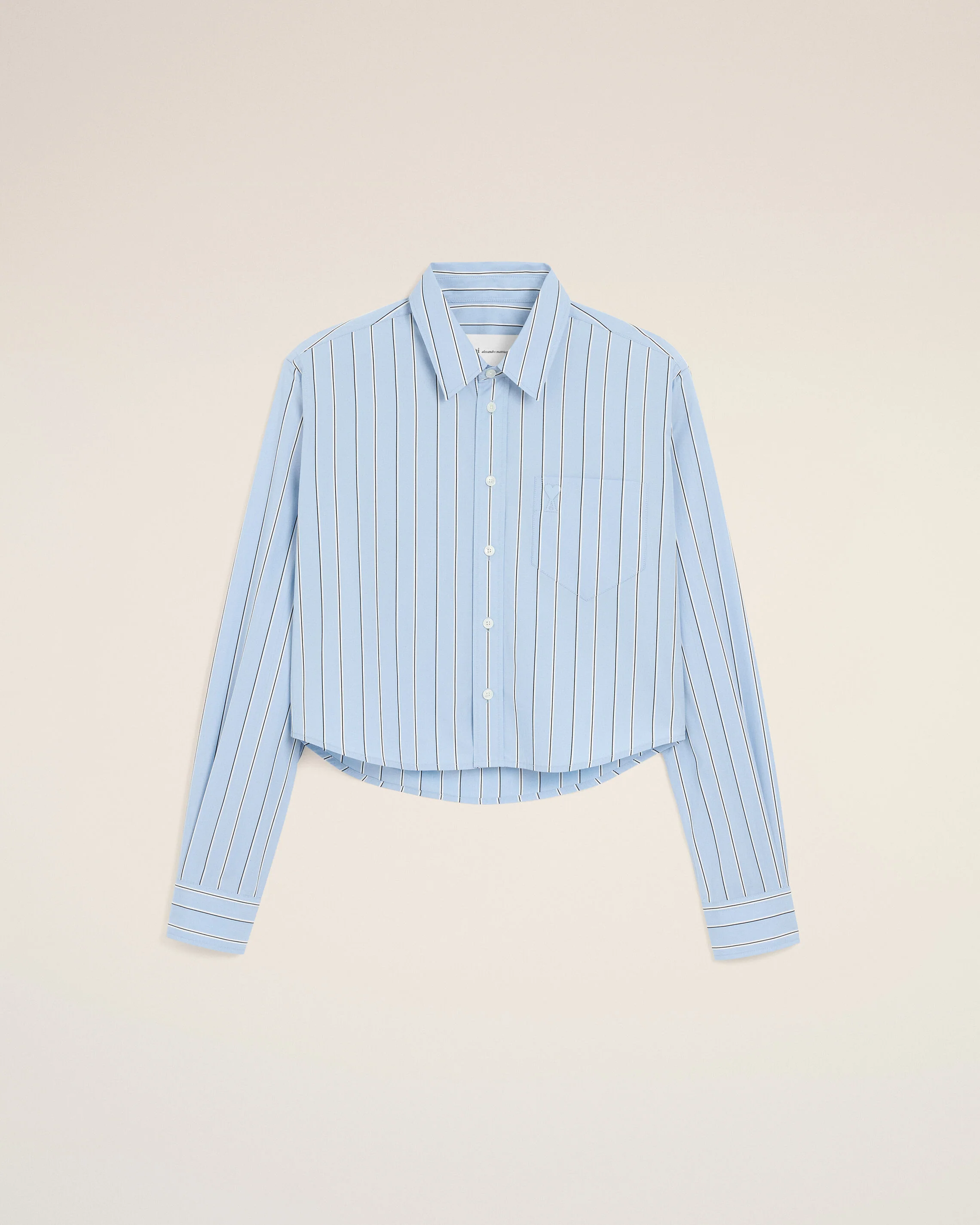 AMI PARIS de Coeur Cropped Shirt in Cashmere Blue / Ivory