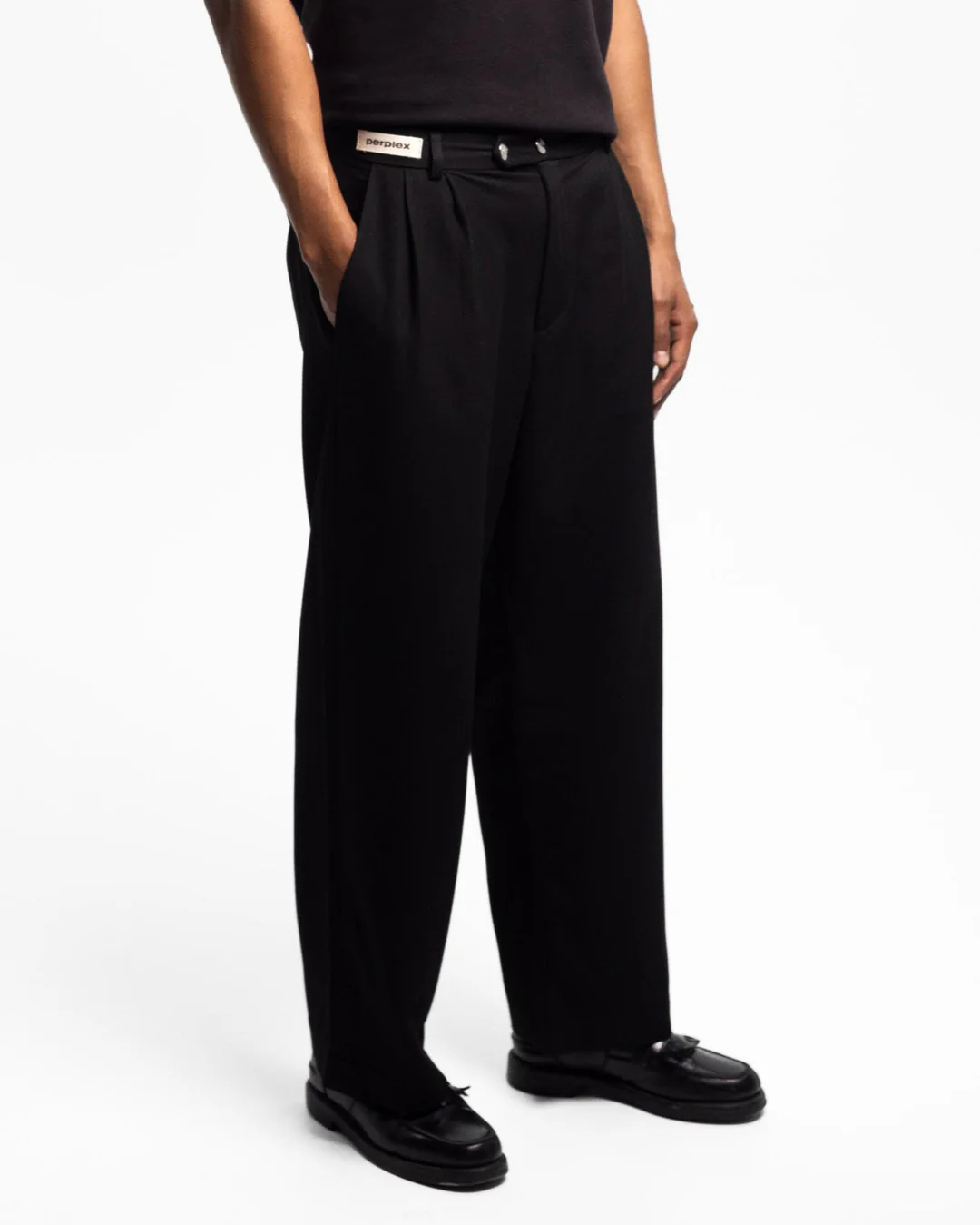 PERPLEX Pleated Pant in Black XL