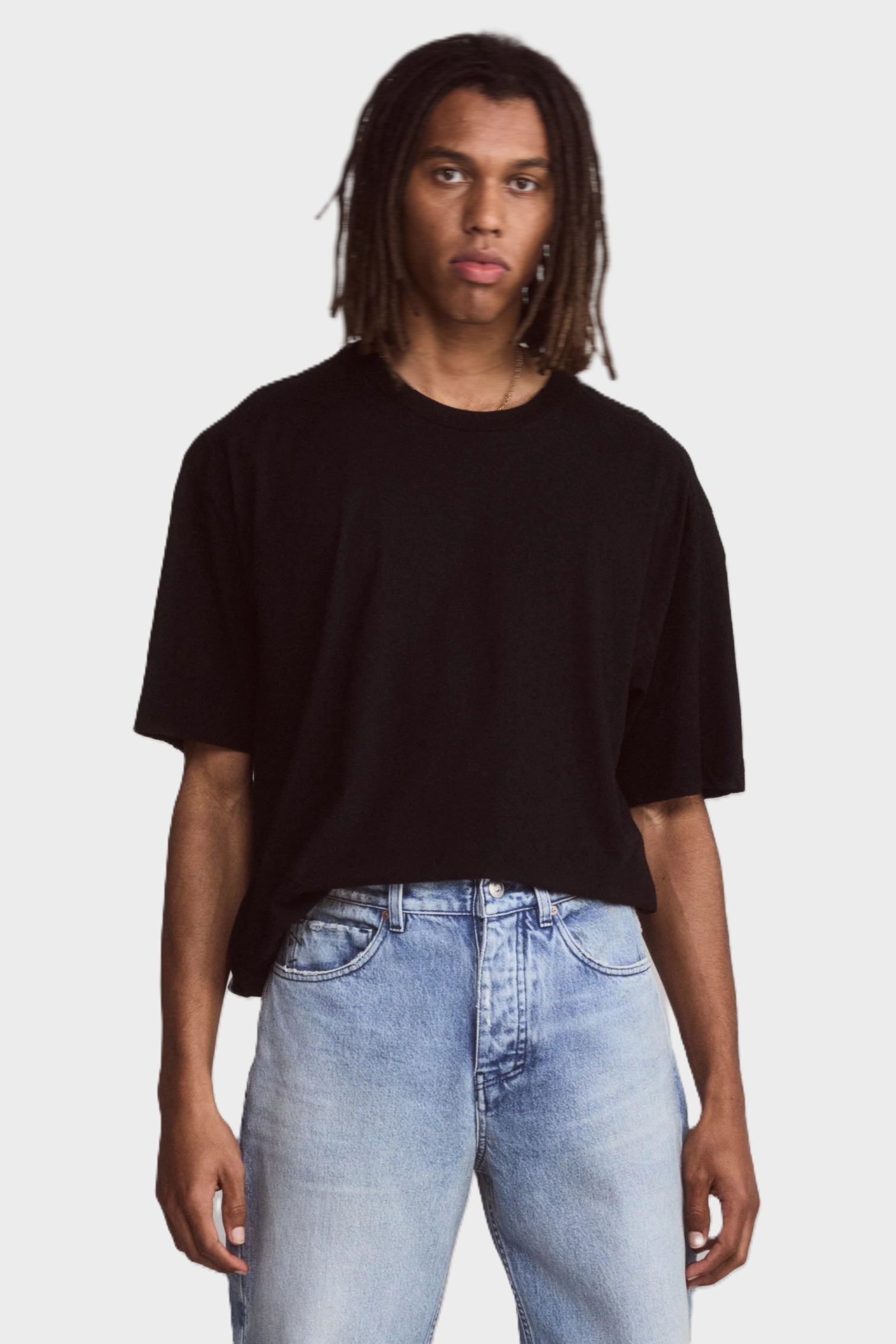 TENUE. Soft Light Weight Cotton Oversized T-Shirt in Black XXL