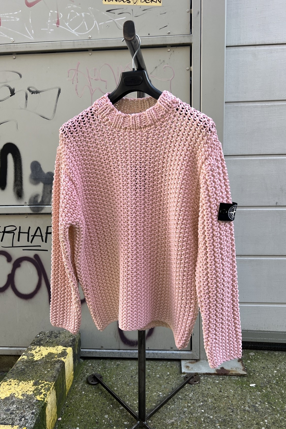 STONE ISLAND Viscose/Nylon Rope Knit Pullover in Beige XXL