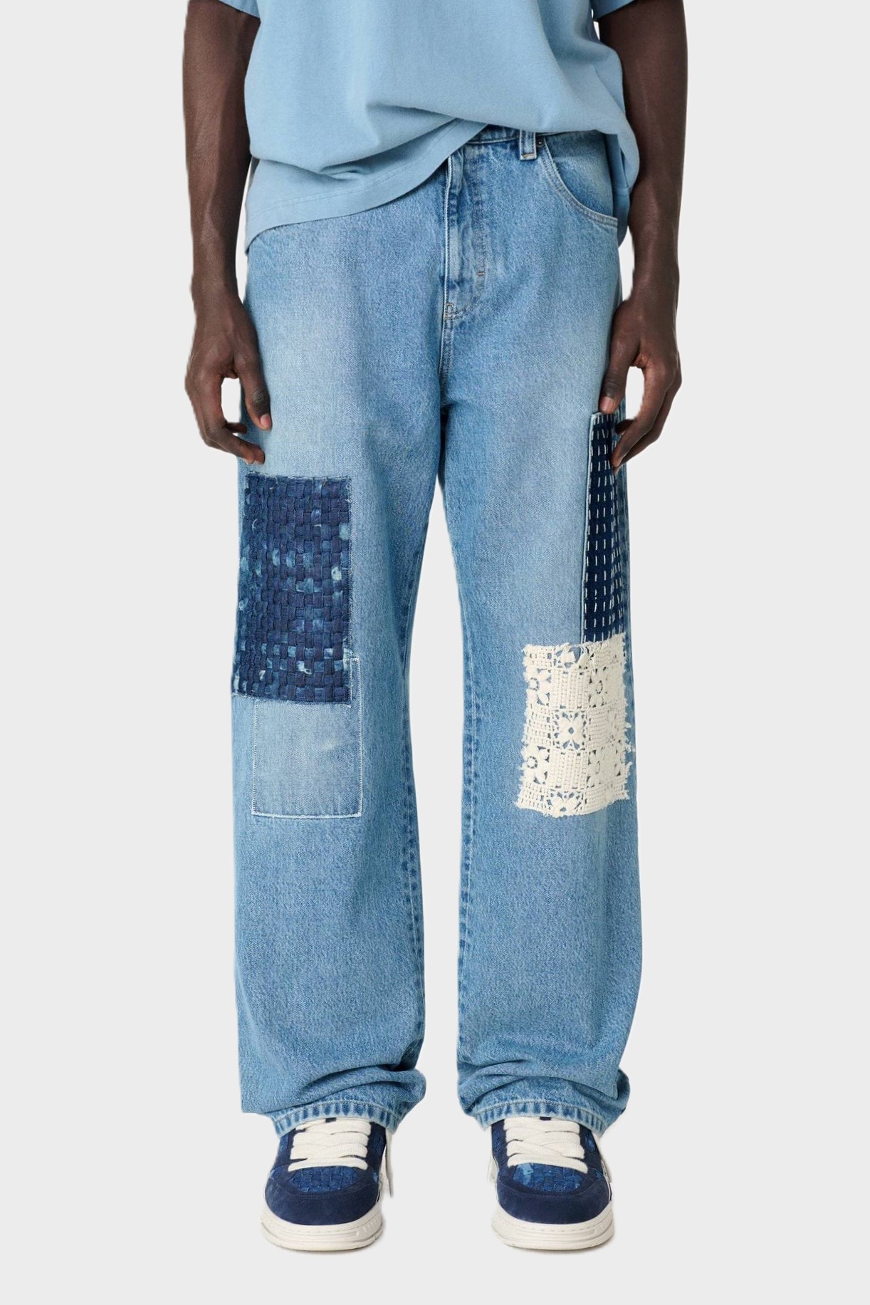 AXEL ARIGATO Patchwork Relaxed Jeans in Light Blue 30 AXEL ARIGATO Patchwork Relaxed Jeans in Light Blue 33