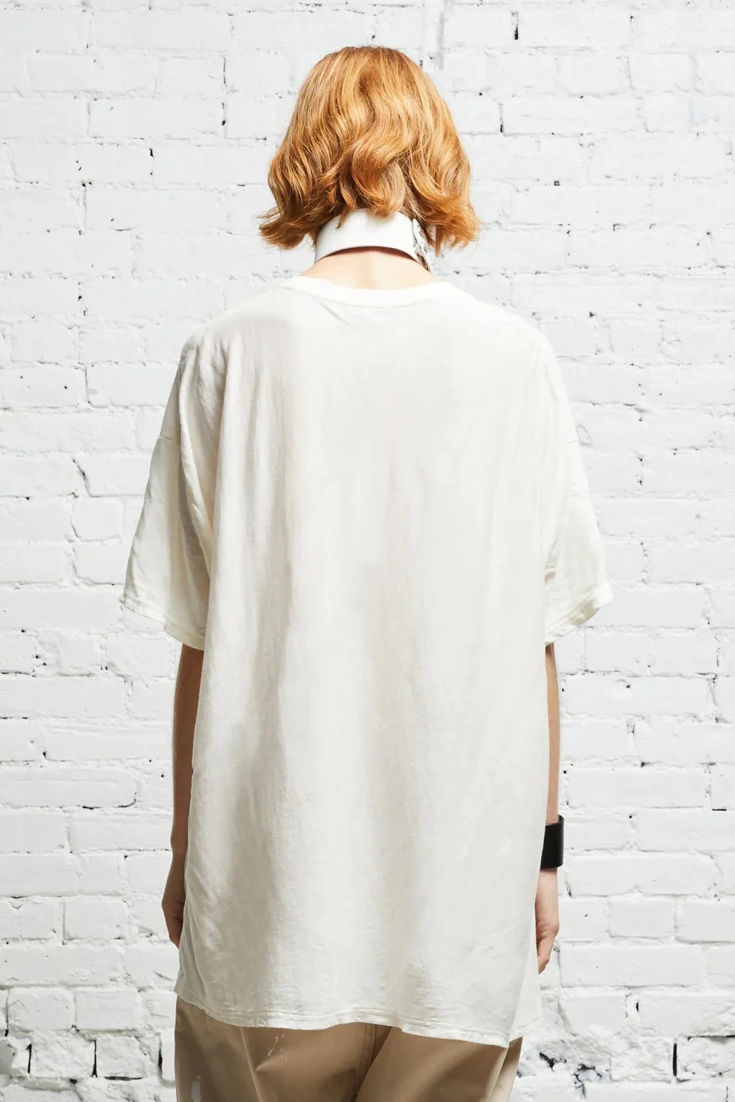 R13 V-Neck Boxy Seamless T-Shirt in White XS