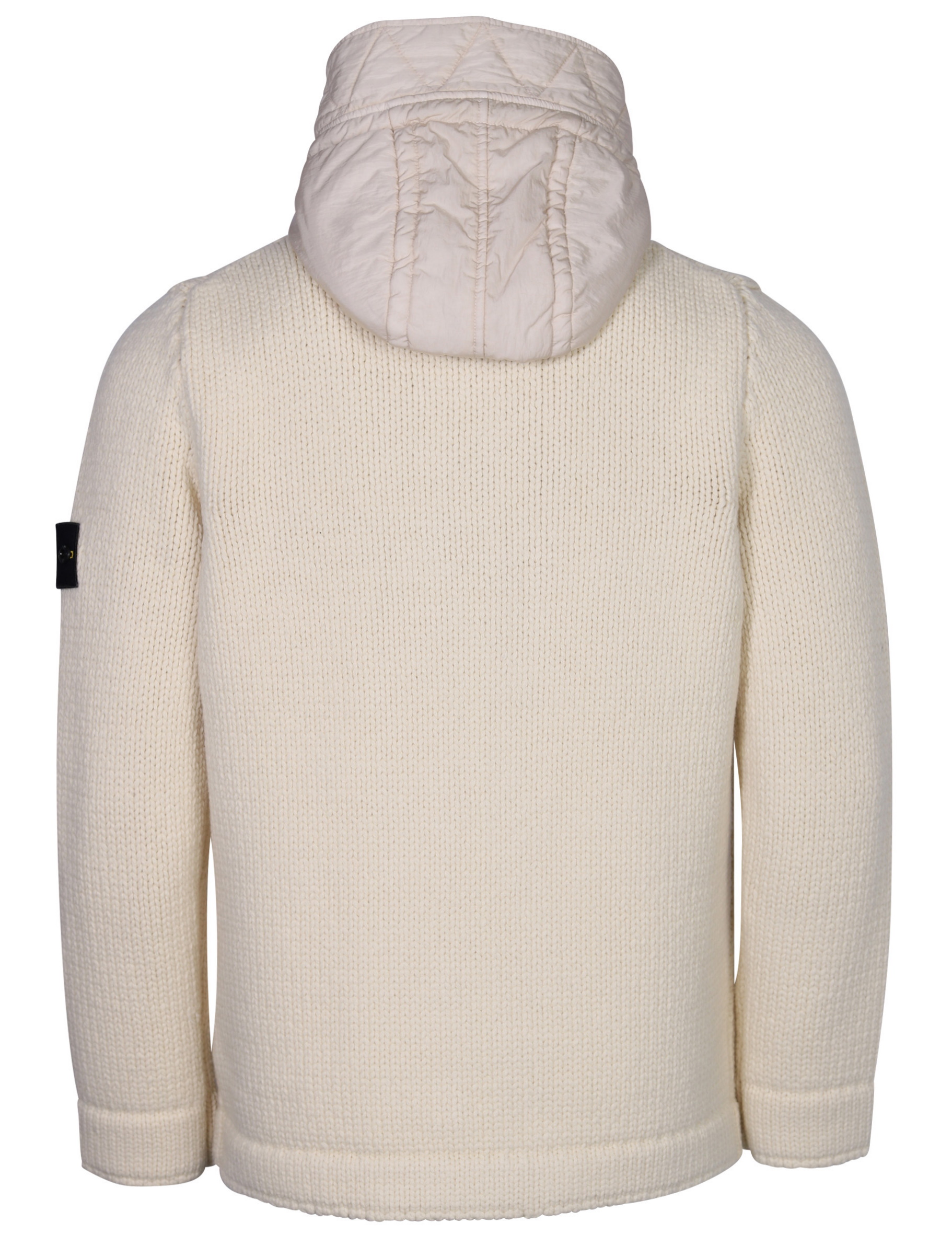 Stone Island Knit Caban With Detachable Hood Cream