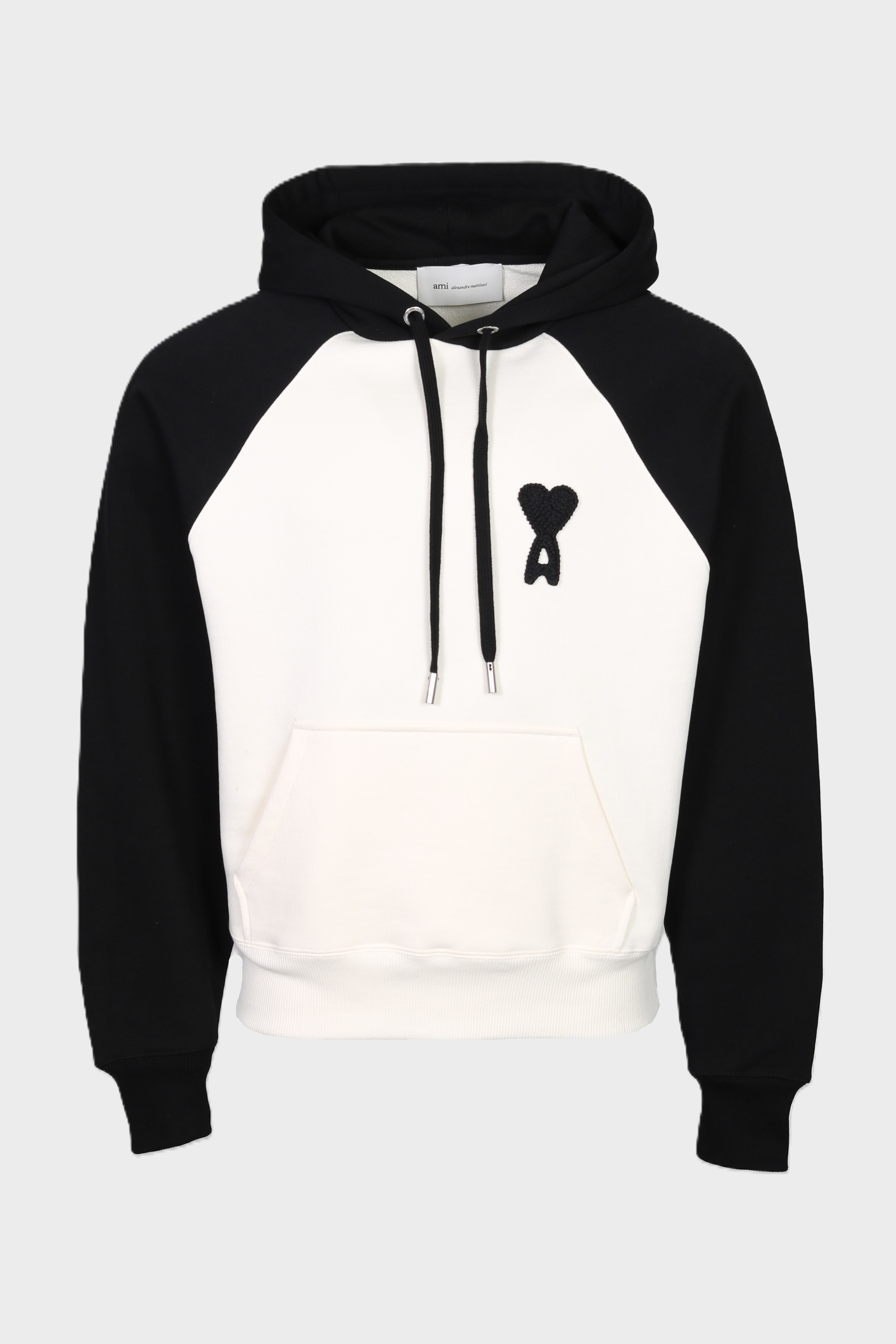 AMI PARIS de Coeur Boxy Fit Hoodie in White Cream/Black