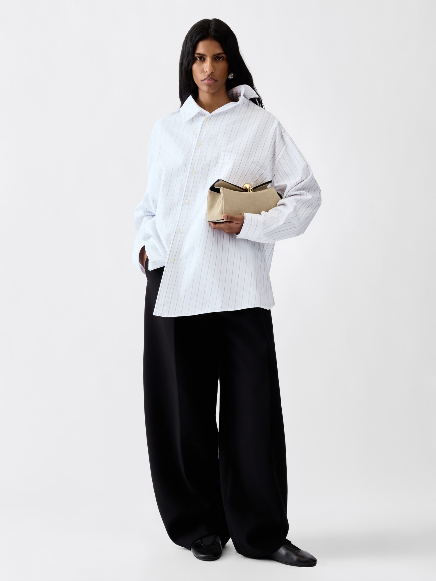 JACQUEMUS Cuadro Stripe Shirt in White/Blue