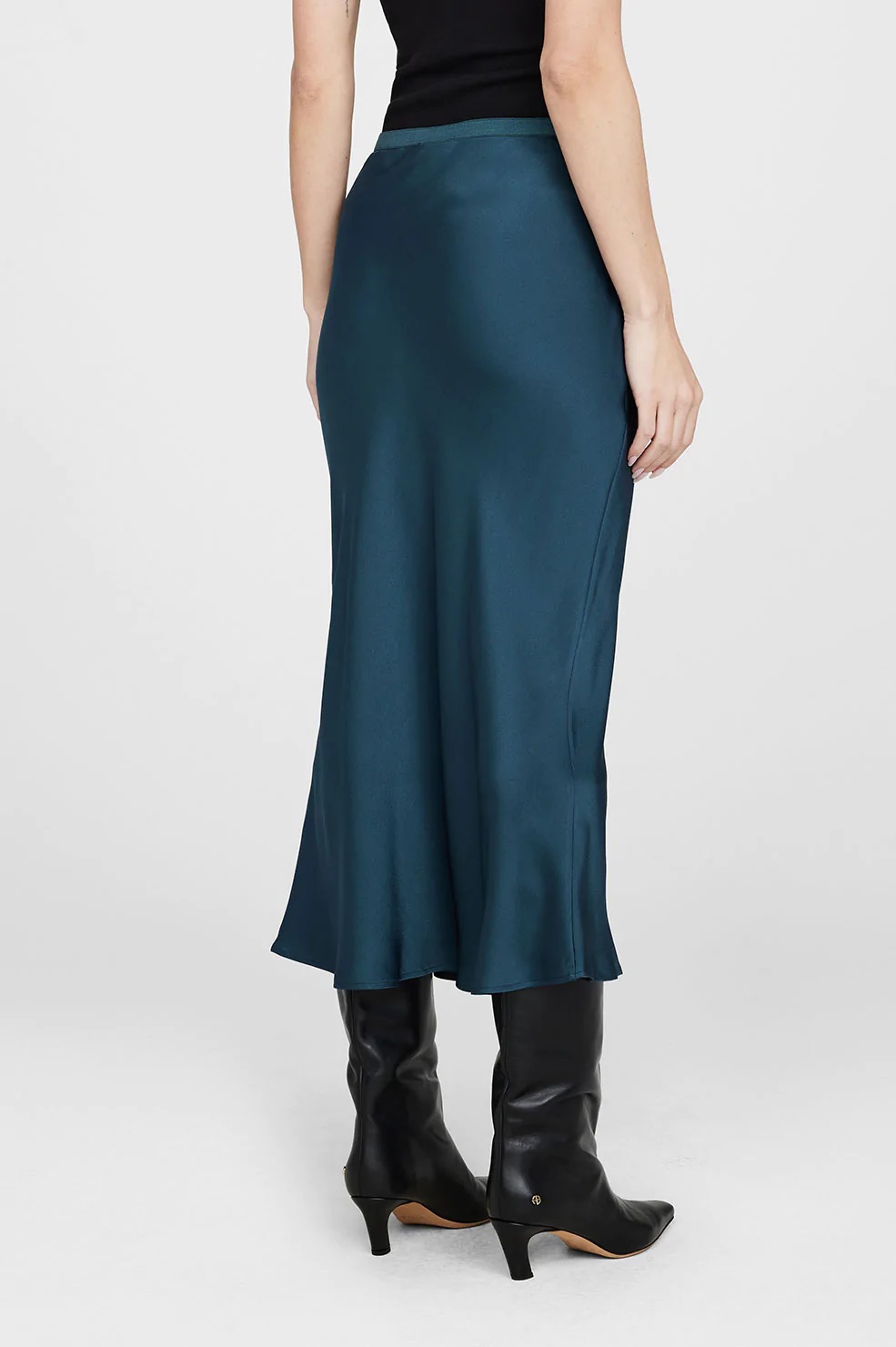 Anine Bing Bar Silk Skirt in Steel Blue