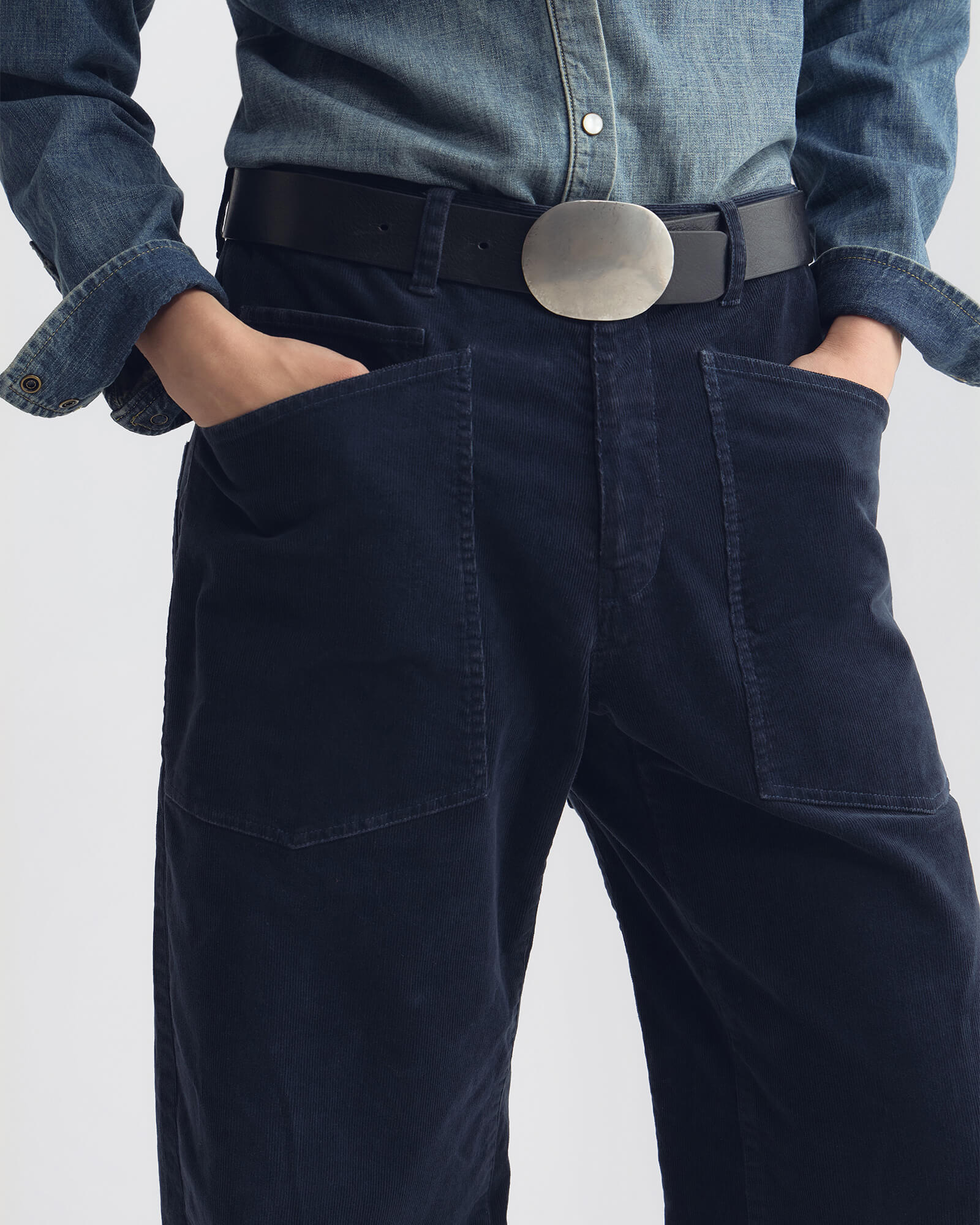 NILI LOTAN Shon Corduroy Pant in Service Blue