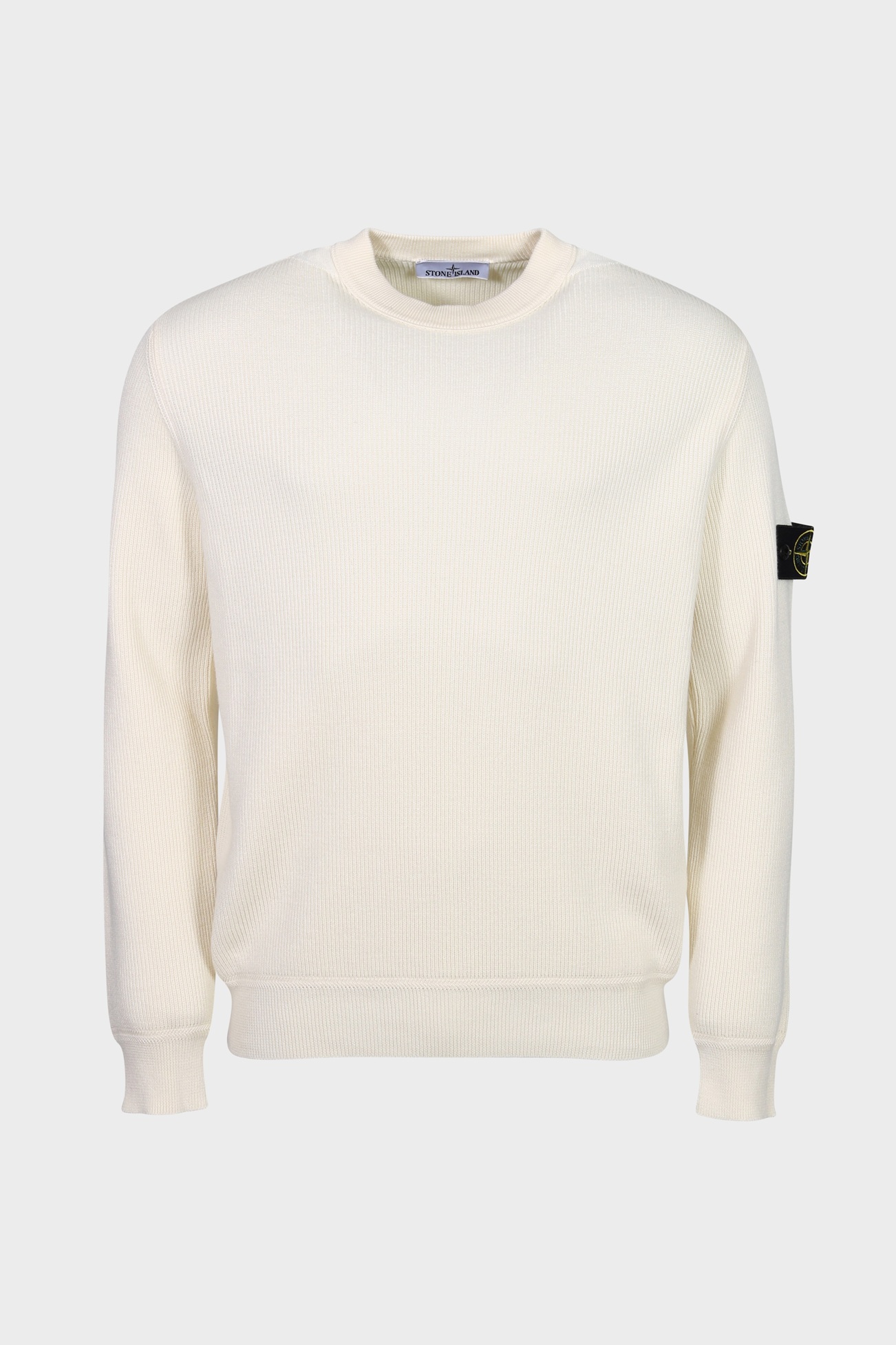 STONE ISLAND Cotton Knit Pullover in Cream