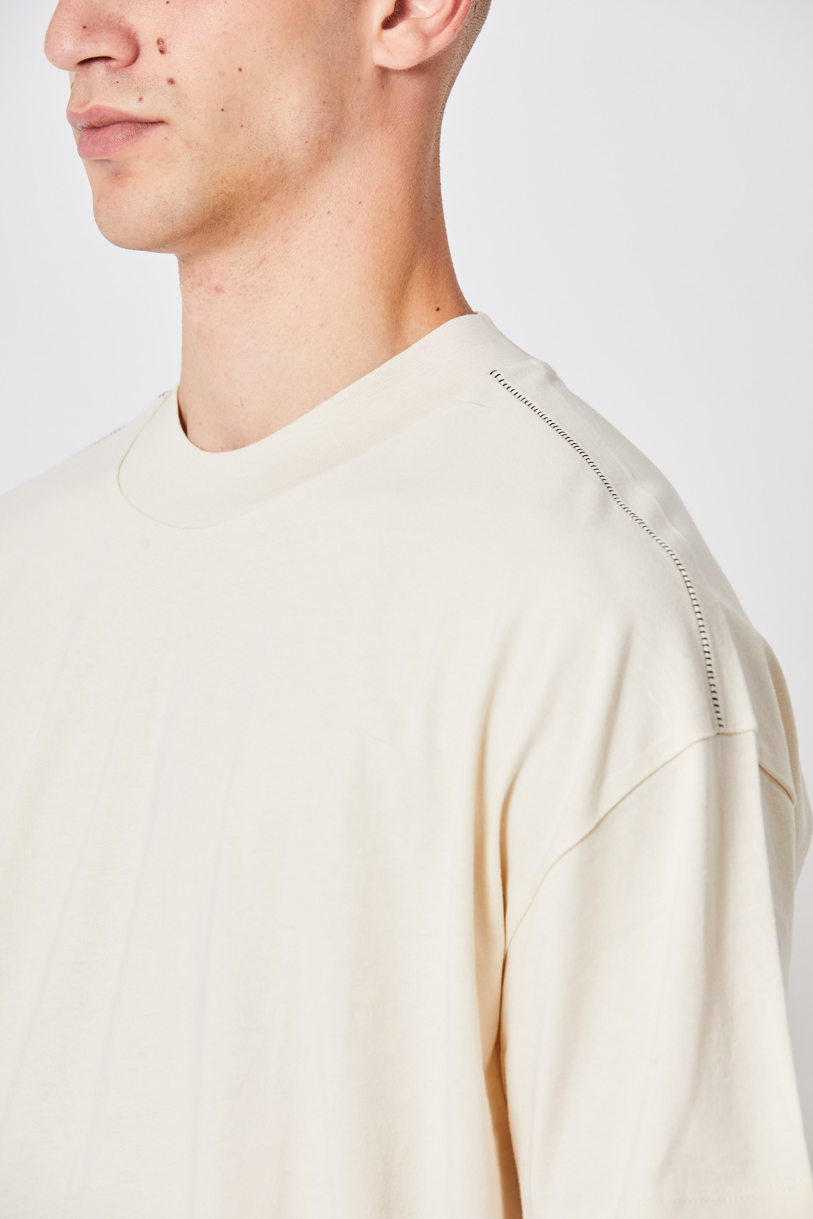 Thom Krom Oversize T-Shirt with Stitches in Ivory