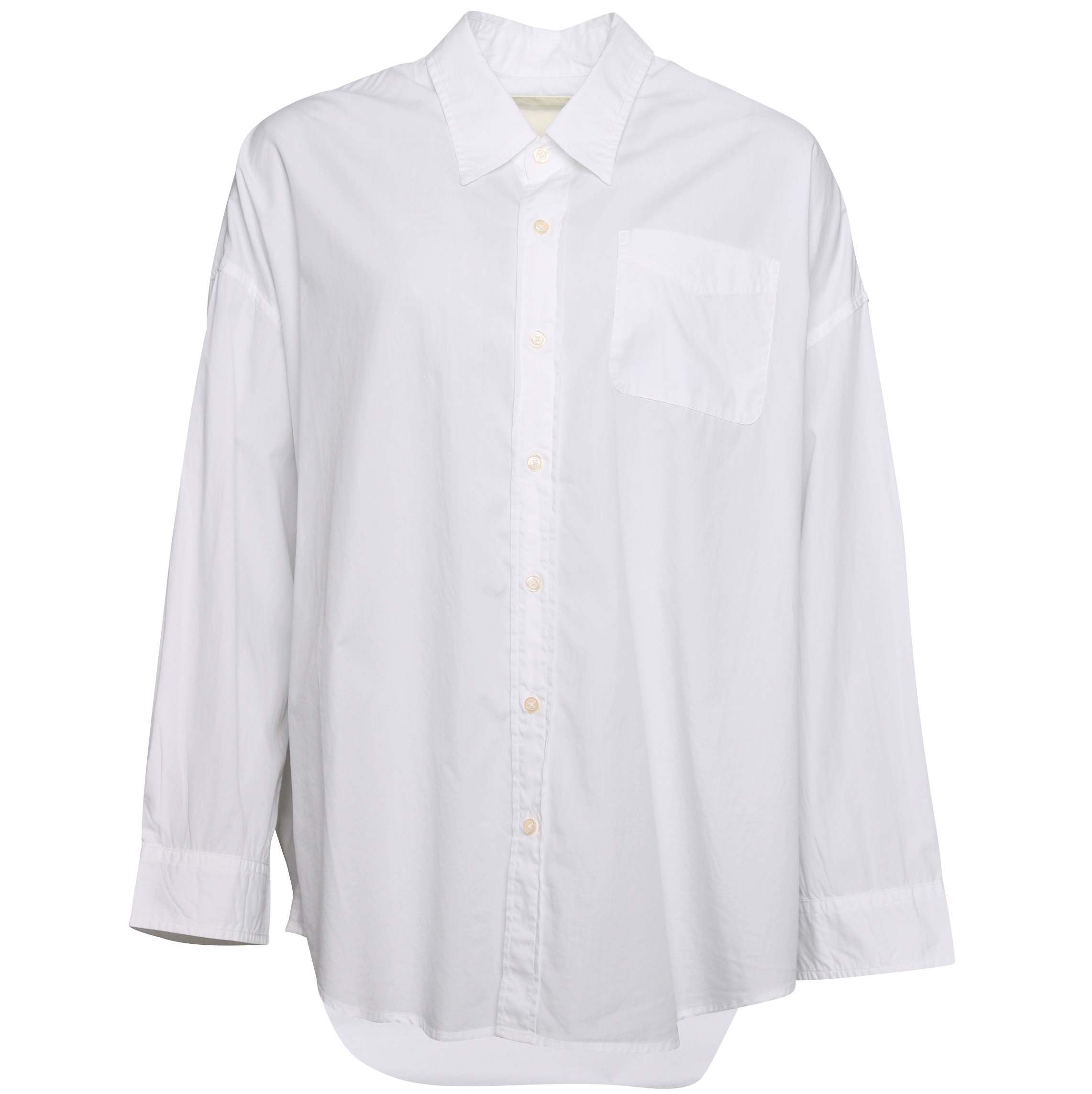 R13 Drop Neck Oxford Shirt in White