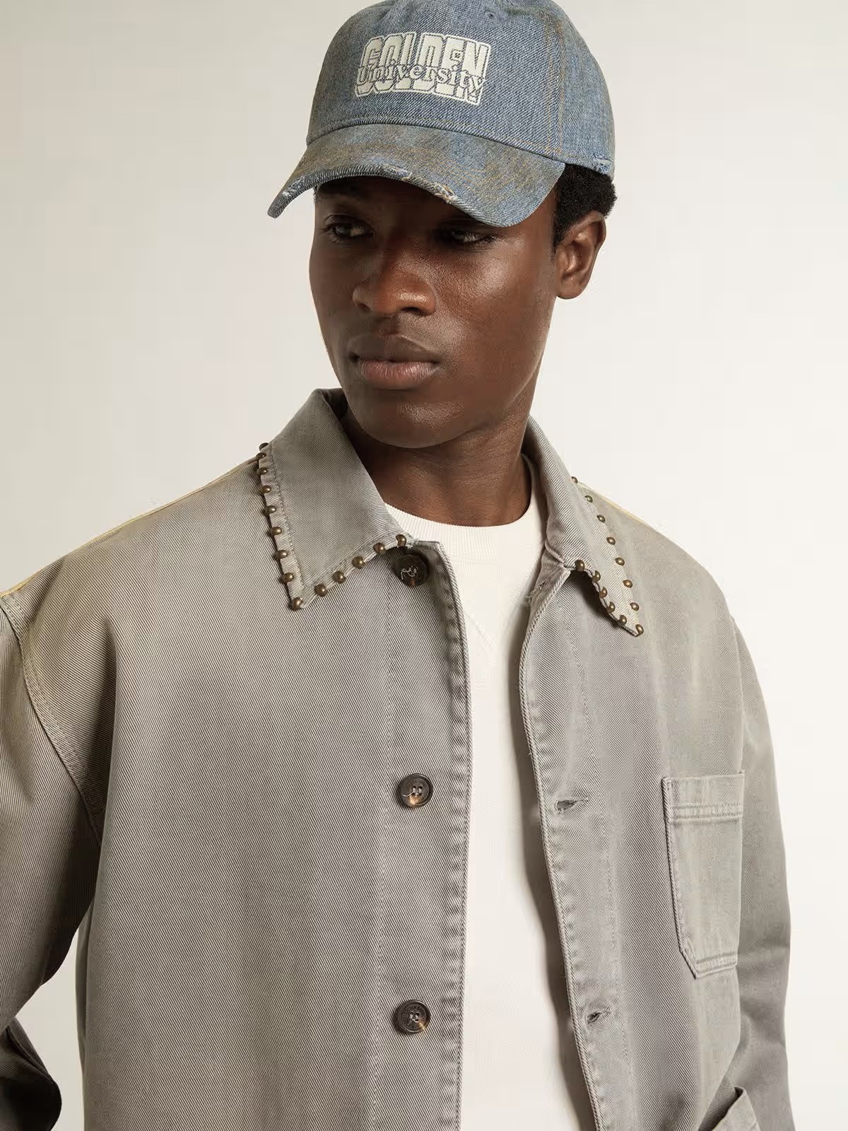 GOLDEN GOOSE Denim Worker Jacket in Grey