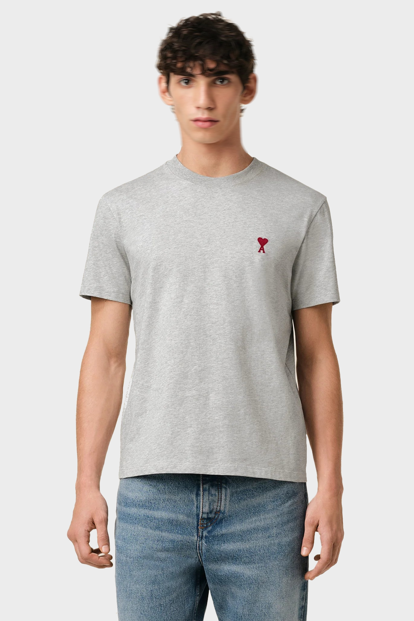 AMI PARIS de Coeur Classic Fit T-Shirt in Heather Ash Grey AMI PARIS de Coeur Classic Fit T-Shirt in Heather Ash Grey