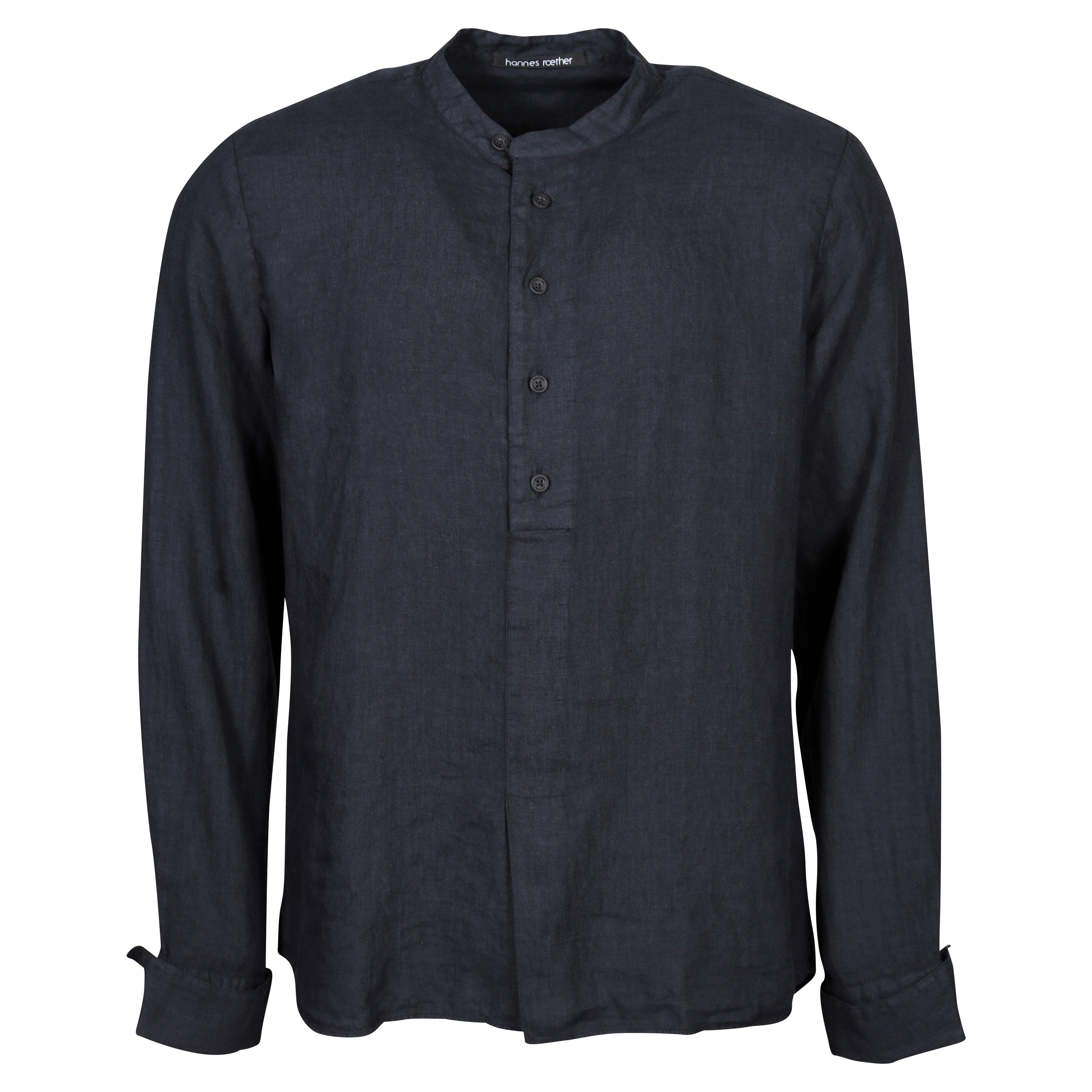 Hannes Roether Linen Tunic Shirt in Dark Navy