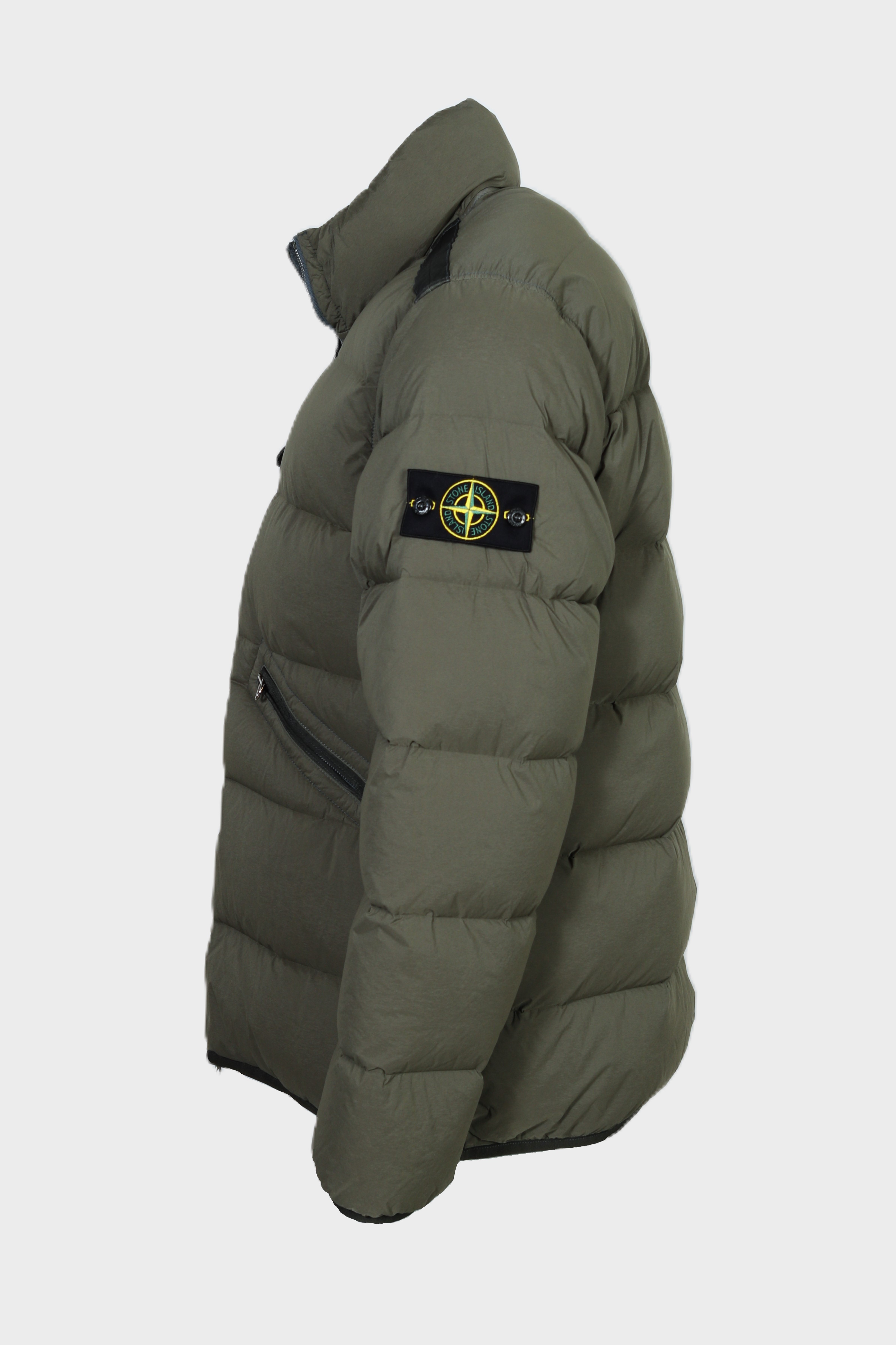 STONE ISLAND Seamless Tunnel Nylon Down Jacket in Olive STONE ISLAND Seamless Tunnel Nylon Down Jacket in Olive