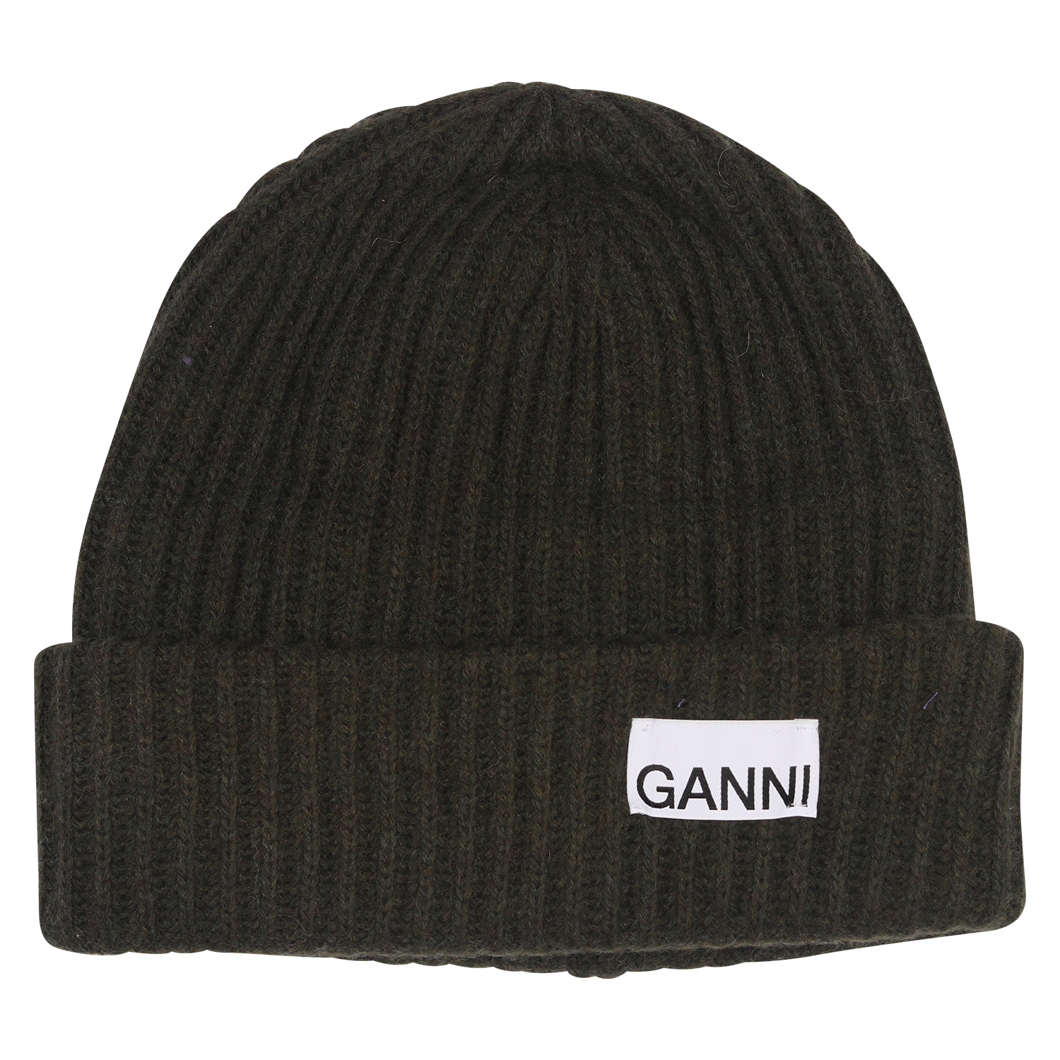Ganni Recycled Wool Knit Beanie in Kalamata