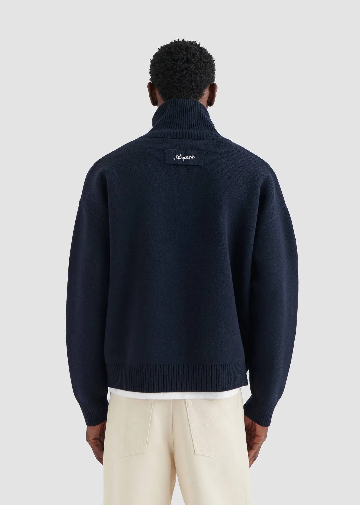 AXEL ARIGATO Heavy Knit Zip Jacket in Navy