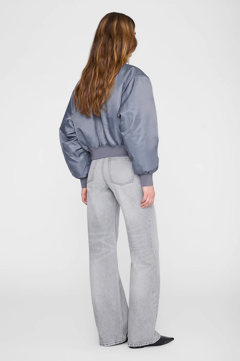 ANINE BING Cropped Bomber Jacket in Grey