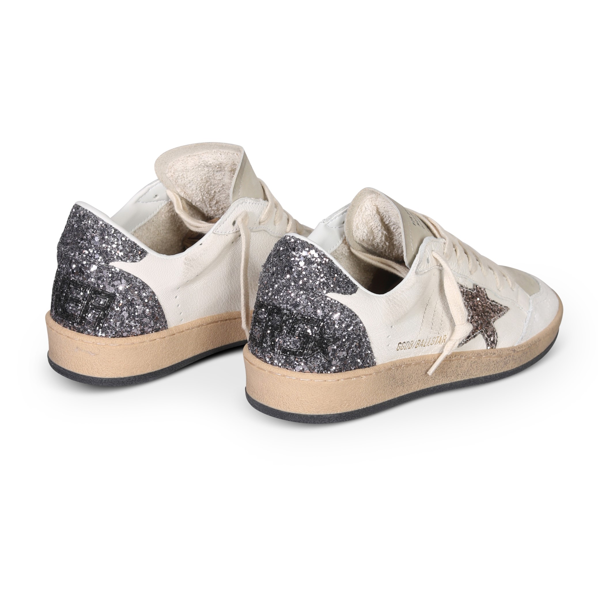 GOLDEN GOOSE Sneaker Ballstar in White/Cinder/Anthracite Glitter 37