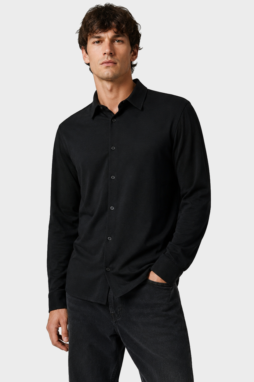 SONRISA Washed Jersey Shirt in Black
