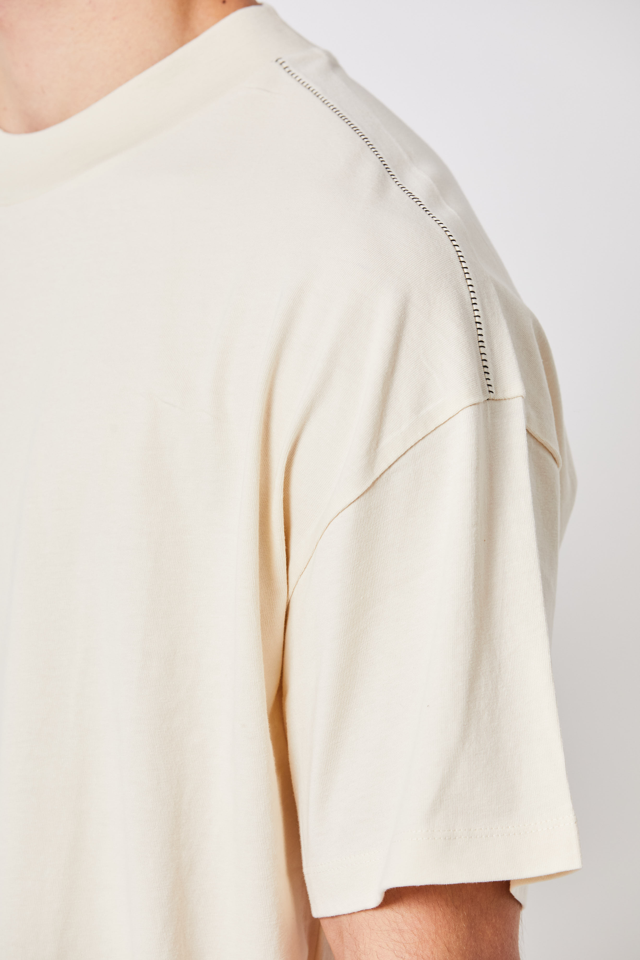 Thom Krom Oversize T-Shirt with Stitches in Ivory