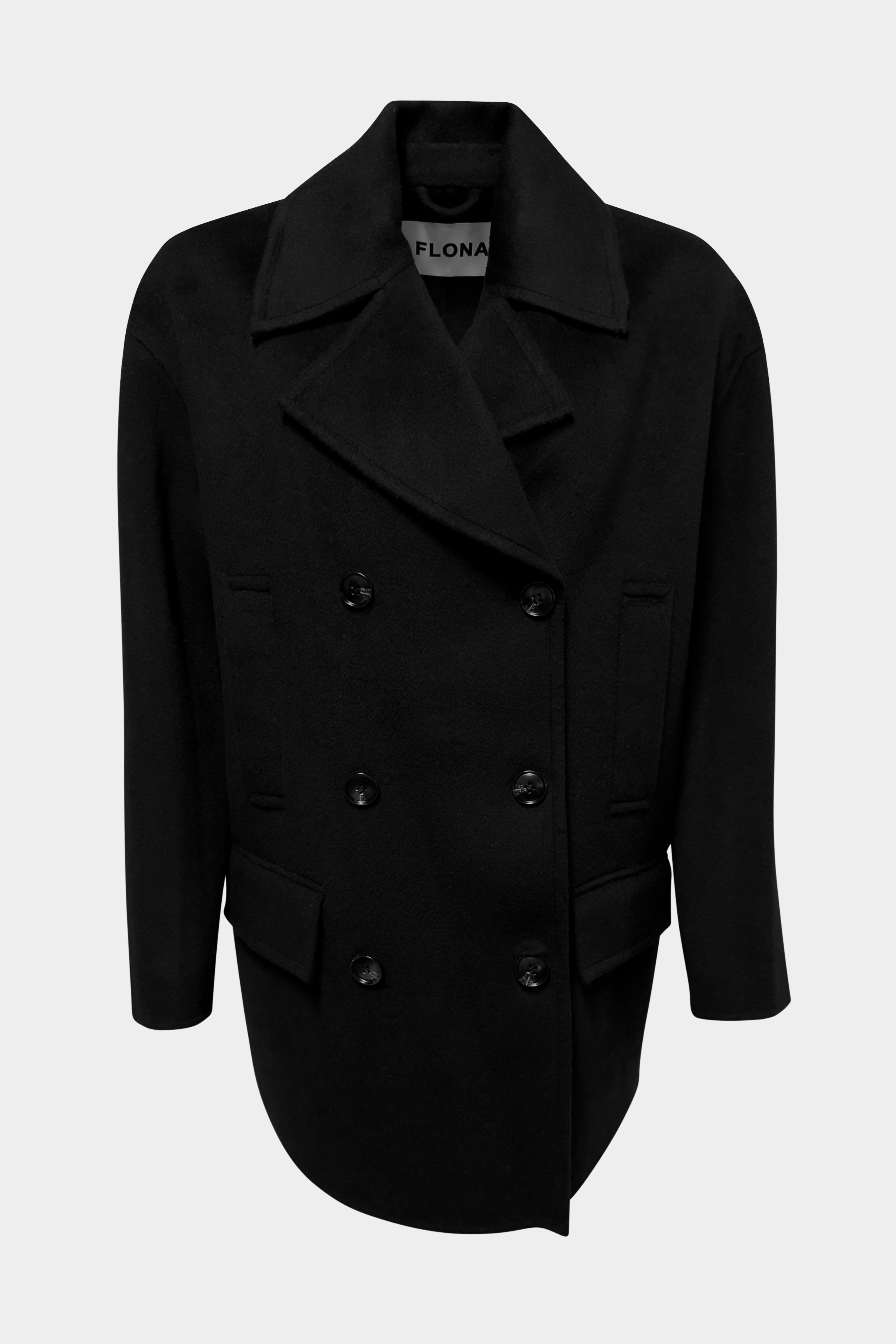 FLONA Soft Wool Caban Jacket in Black
