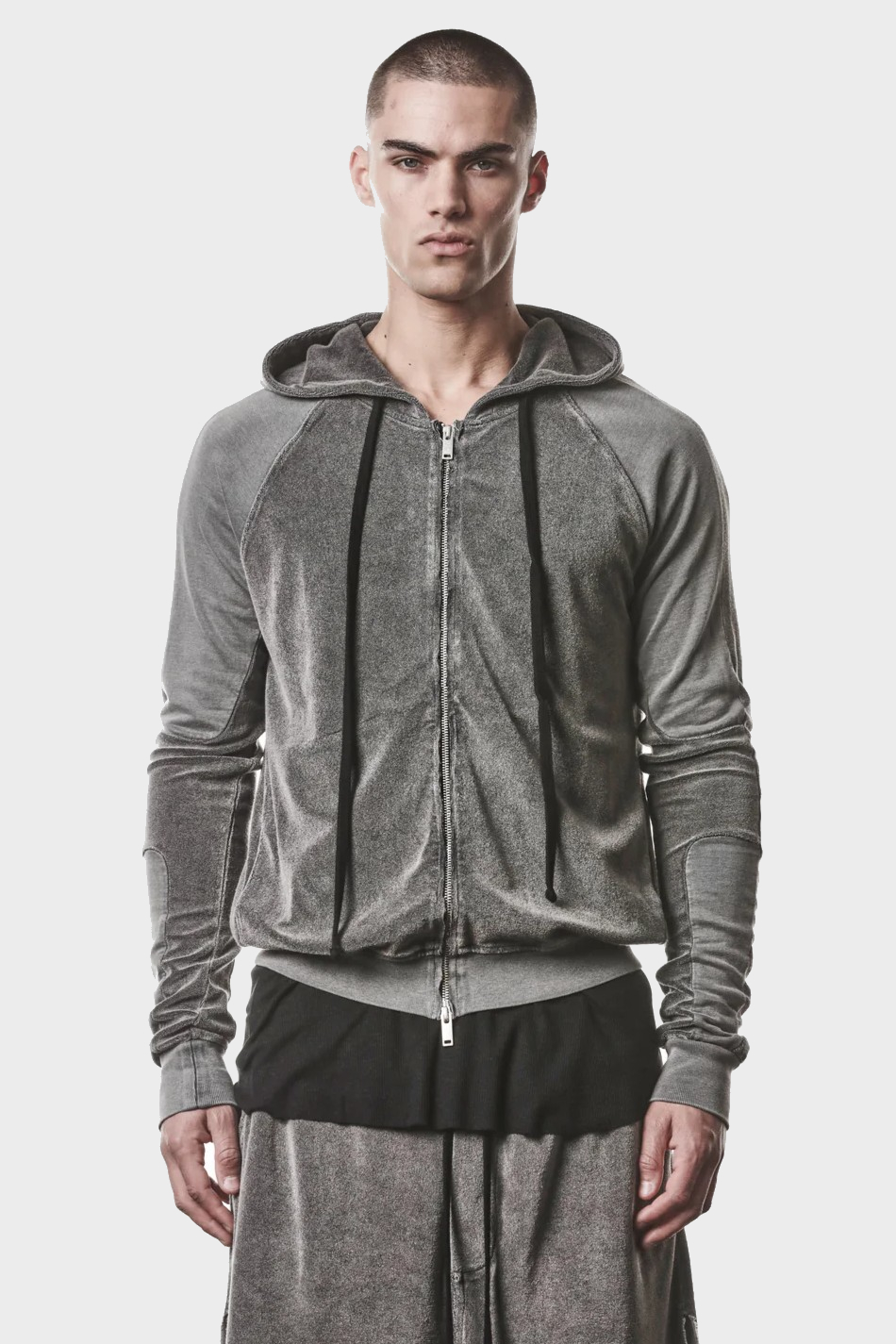 THOM KROM Terry Zip Hoodie in Dark Used Grey