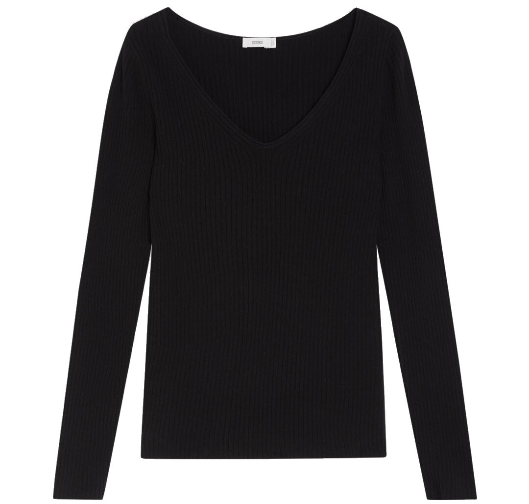 CLOSED Knitted V-Neck Longsleeve in Black