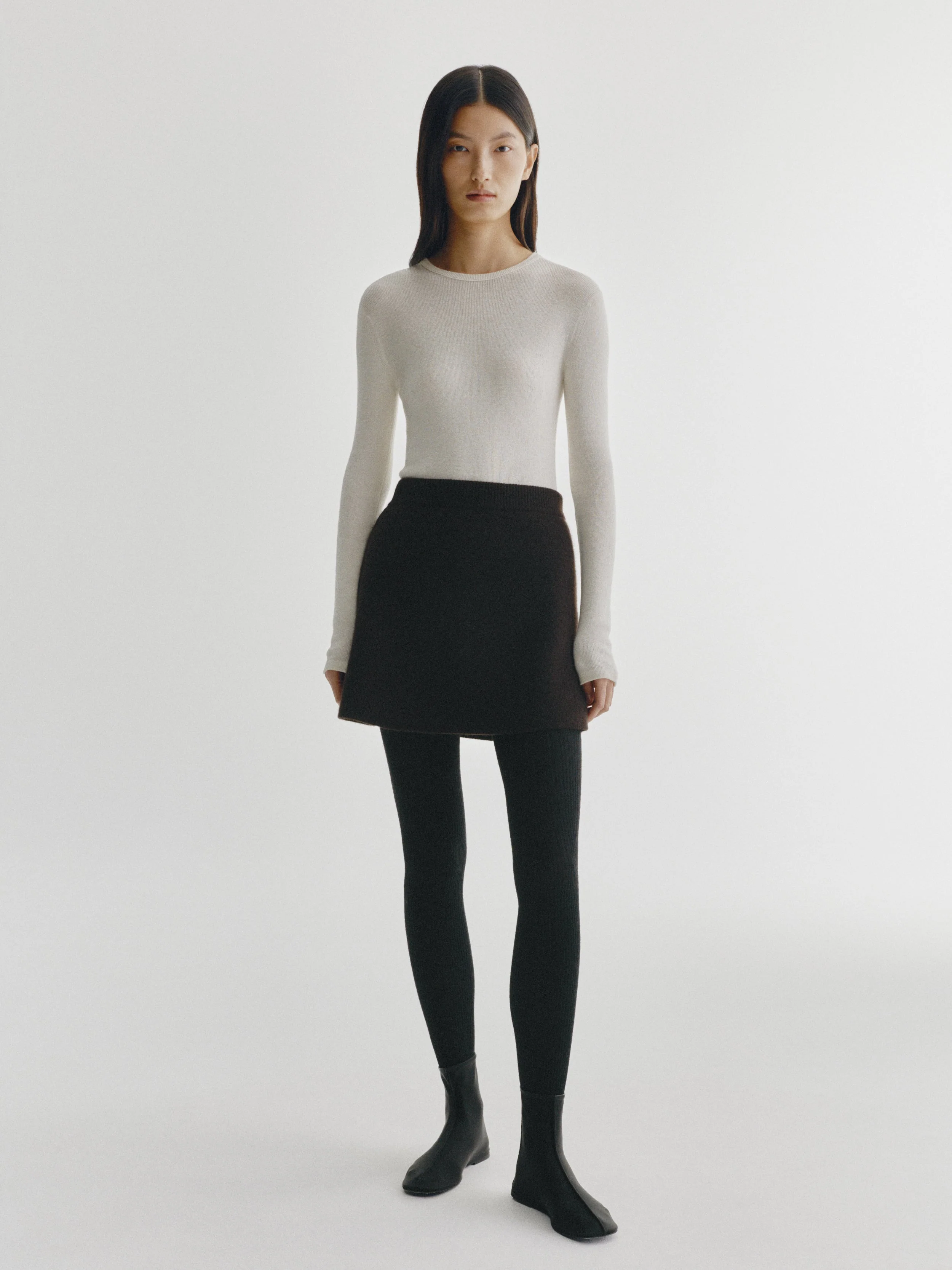 LISA YANG Clare Cashmere Mini Skirt in Dark Oak