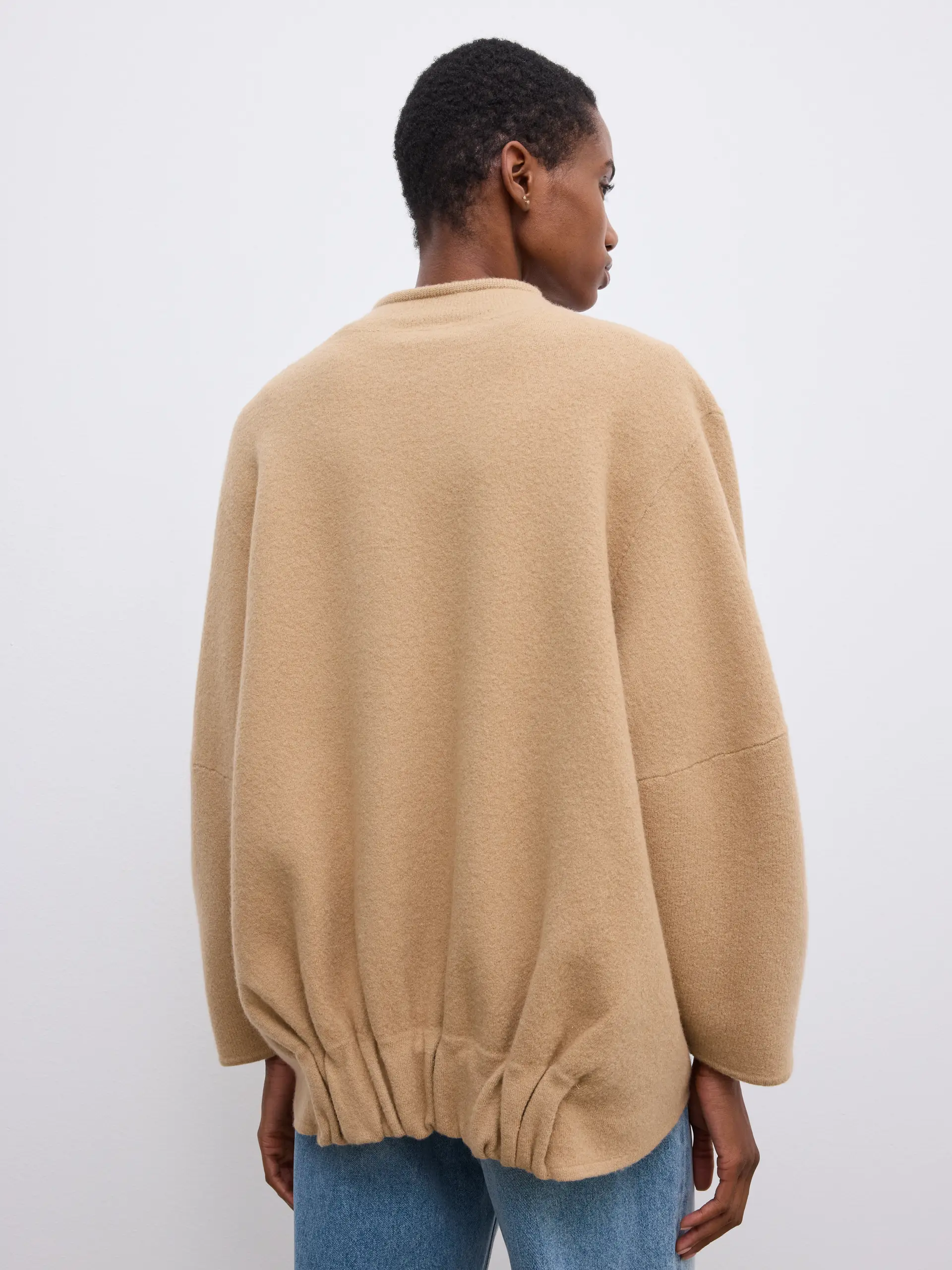DAGMAR Long Wool Cardigan in Camel