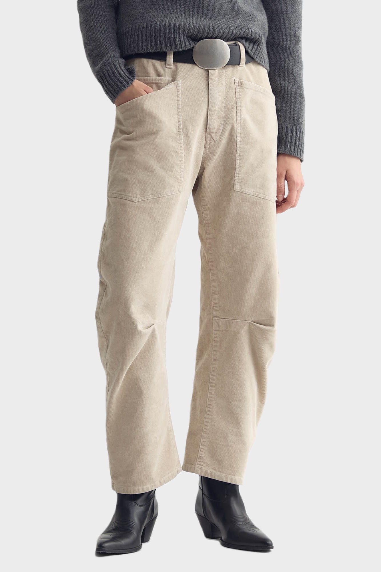 NILI LOTAN Shon Corduroy Pant in Travertine