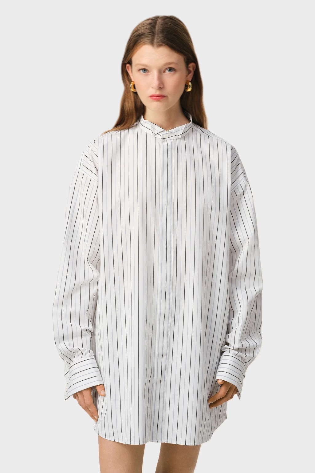 AMI PARIS Striped Oversized Shirt in White AMI PARIS Striped Oversized Shirt in White